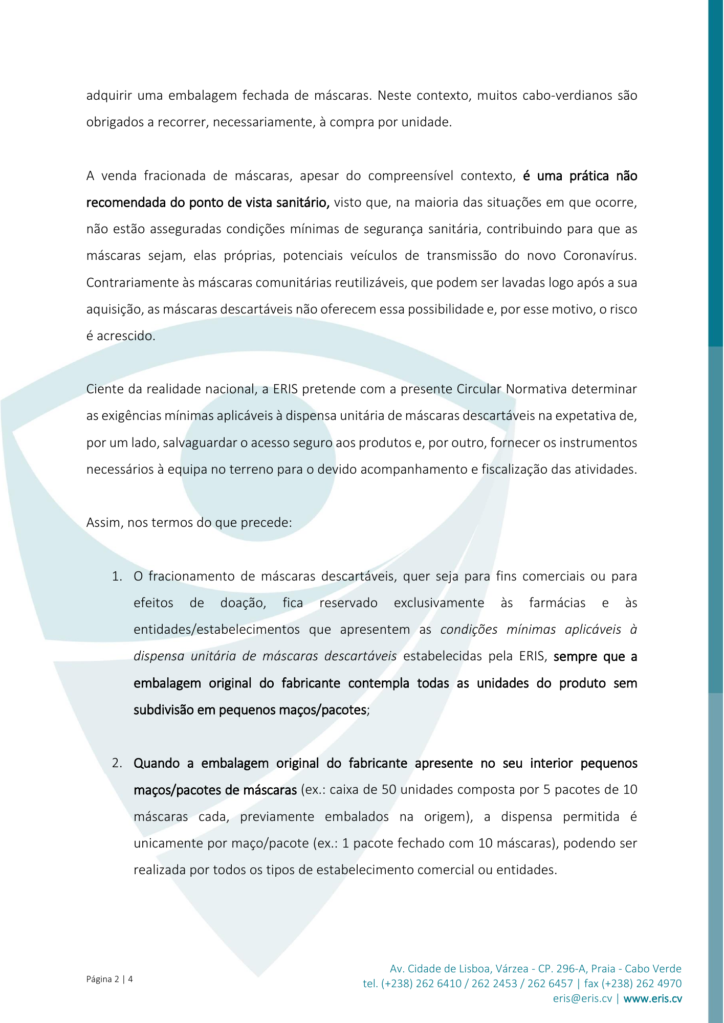 Circular Normativa n.º 0207/ERIS-CA/2020 — official PDF page 2; original table columns, symbols and diagram connections