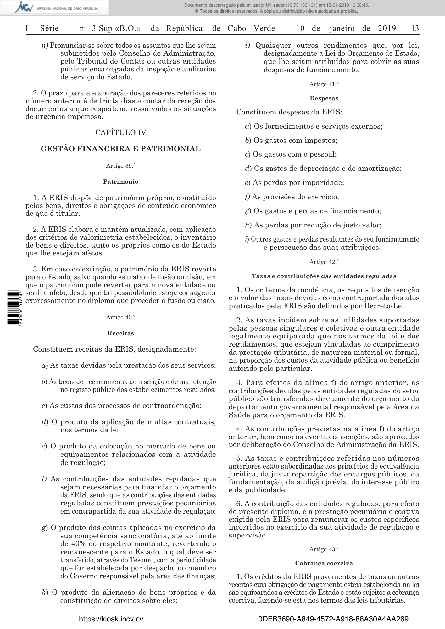 Decreto-Lei n.º 3/2019, de 10 de janeiro — official PDF page 13; original table columns, symbols and diagram connections