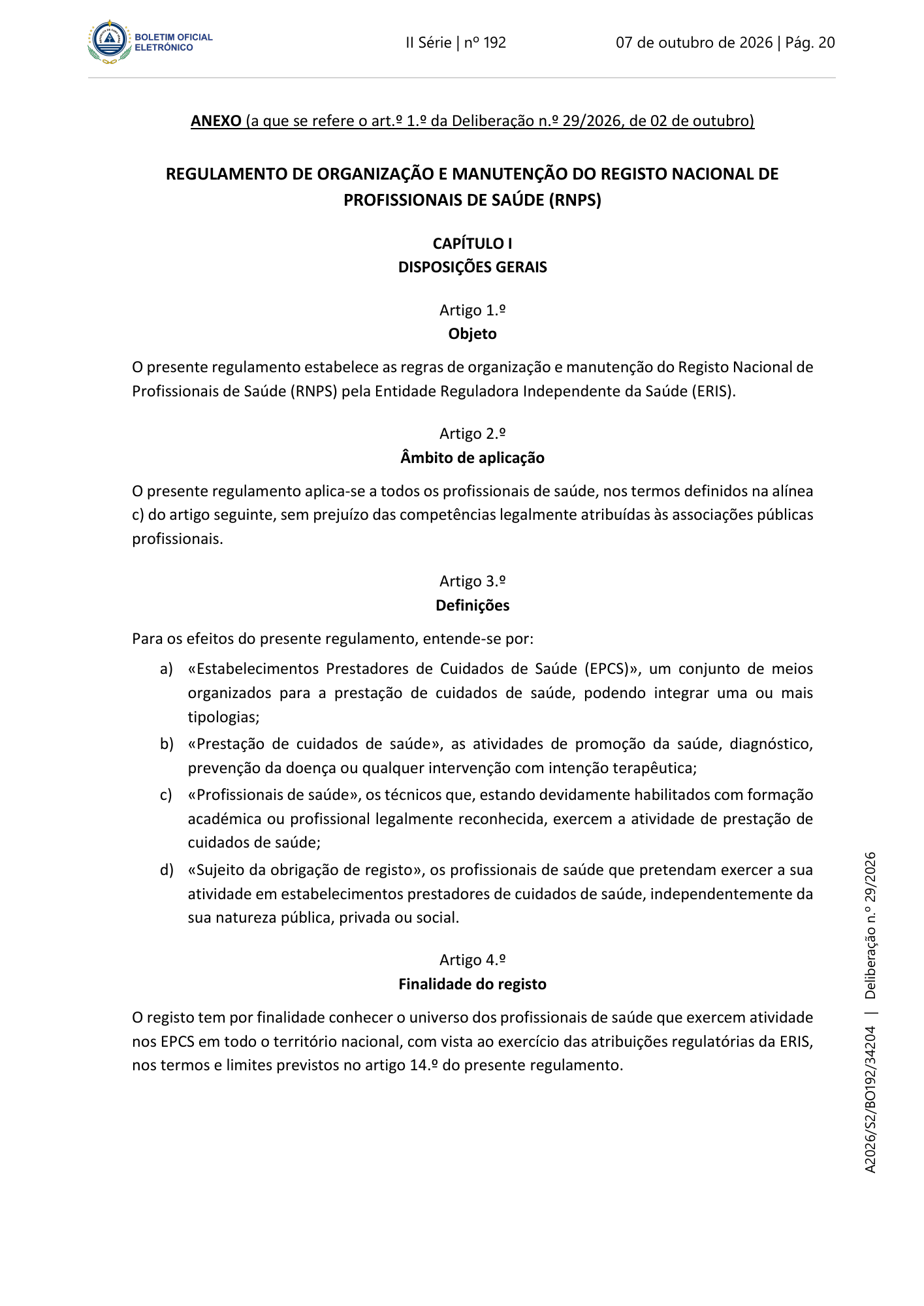 Deliberação n.º 29/2026 — official PDF page 4; original table columns, symbols and diagram connections