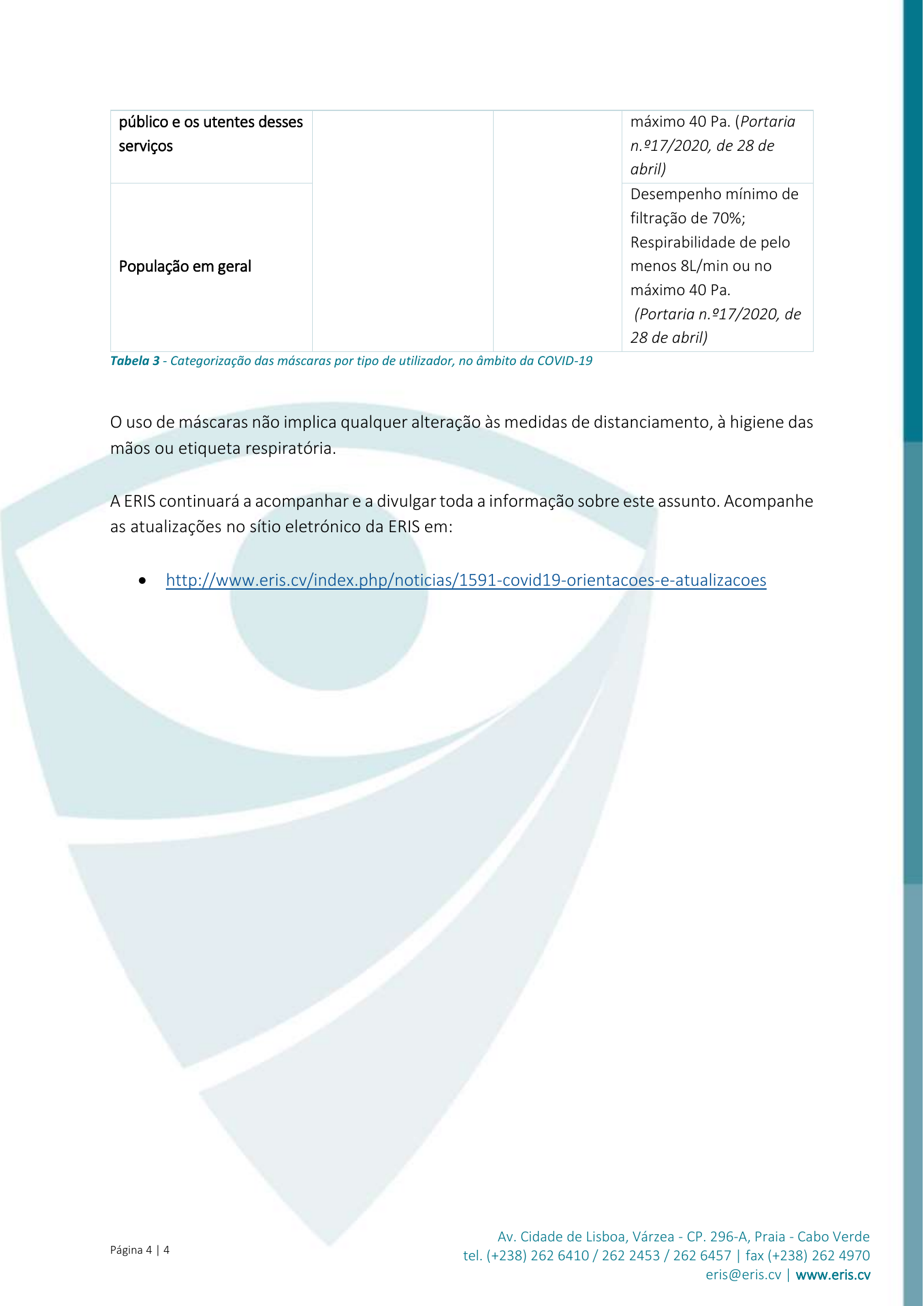 Circular Informativa Ref.ª n.º 055/ERIS-DRF/2020, de 28 de julho — official PDF page 4; original table columns, symbols and diagram connections