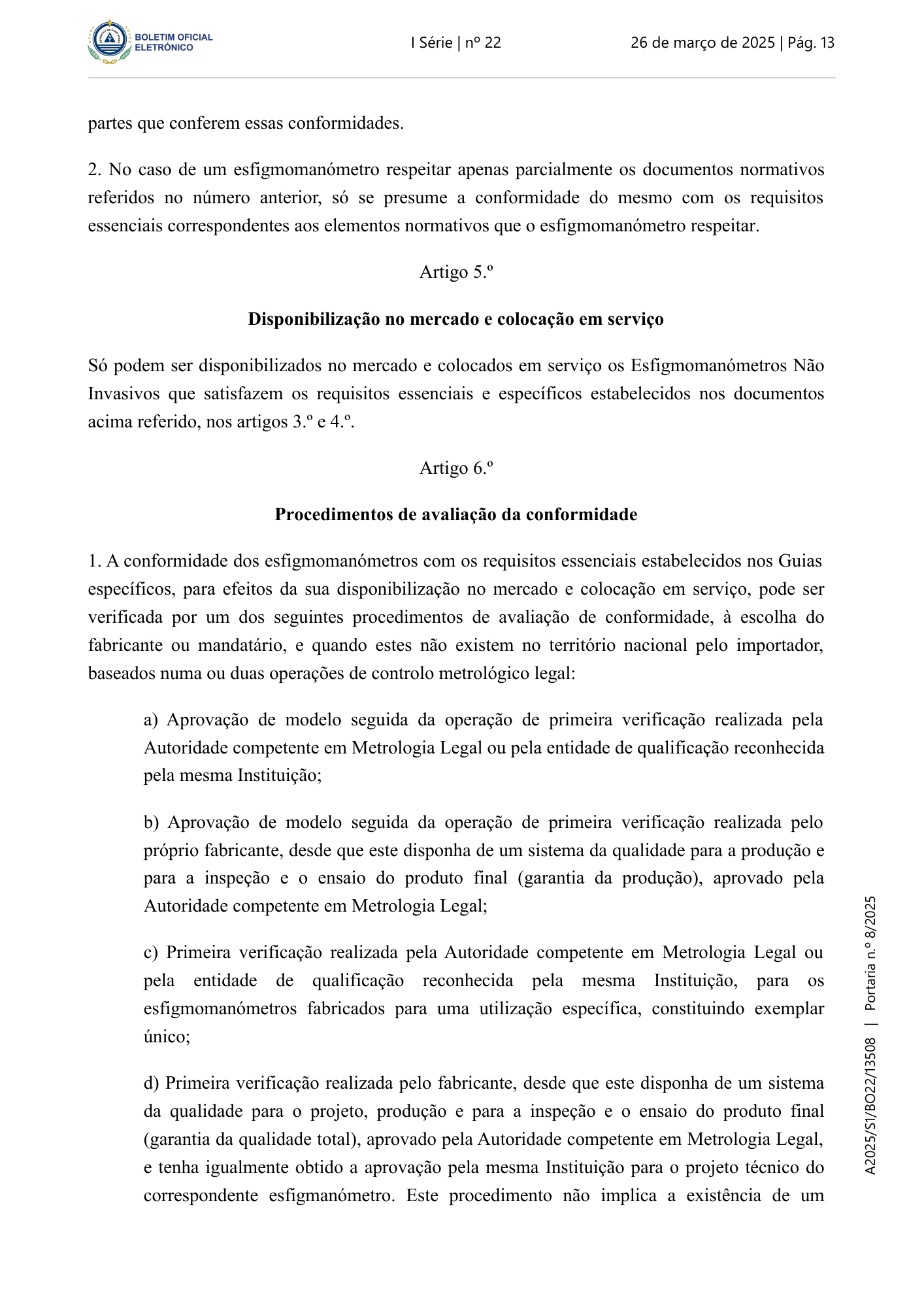 Portaria n.º 8/2025, de 26 de março — official PDF page 3; original table columns, symbols and diagram connections