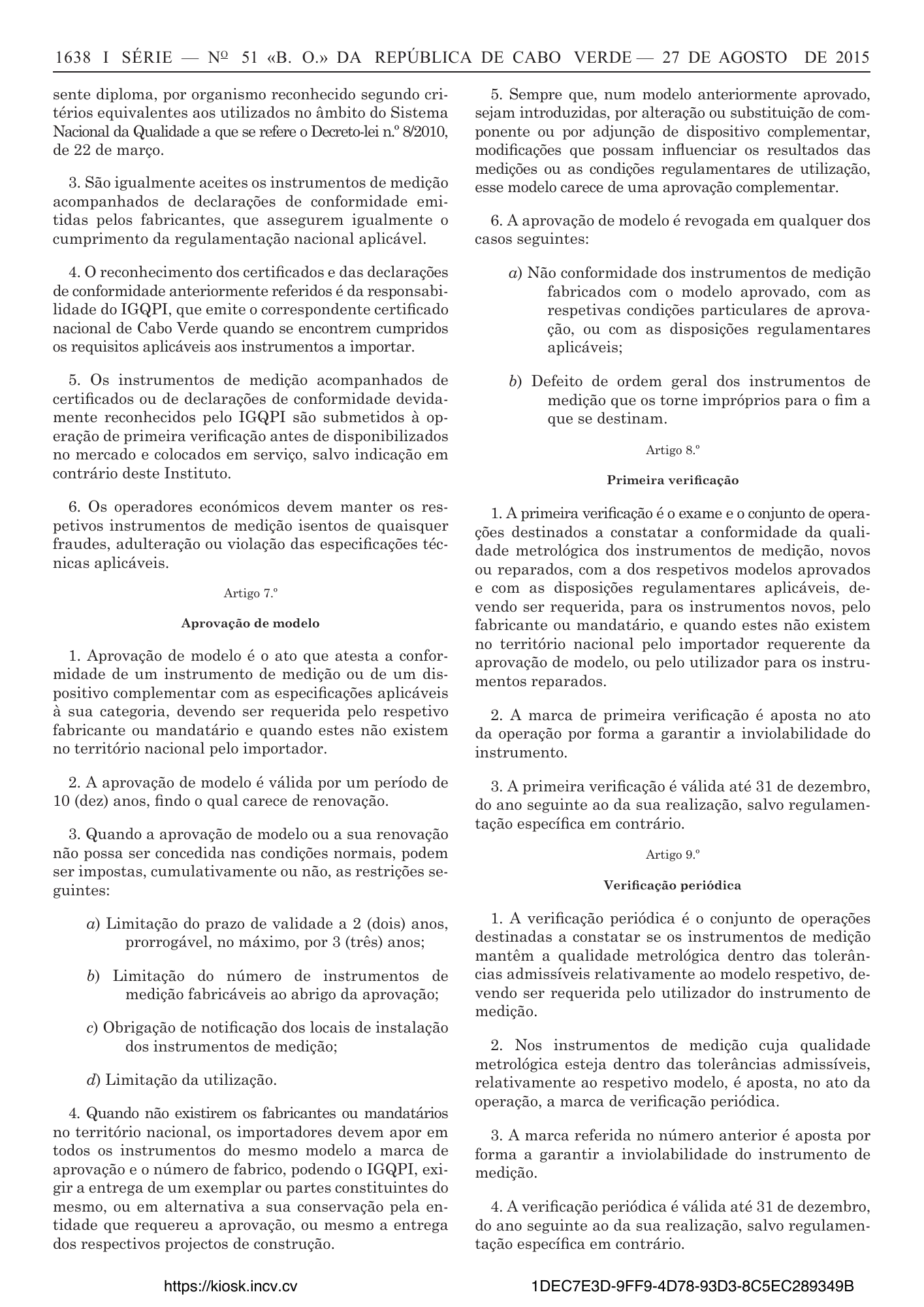 Decreto-Lei n.º 43/2015, de 27 de agosto — official PDF page 42; original table columns, symbols and diagram connections