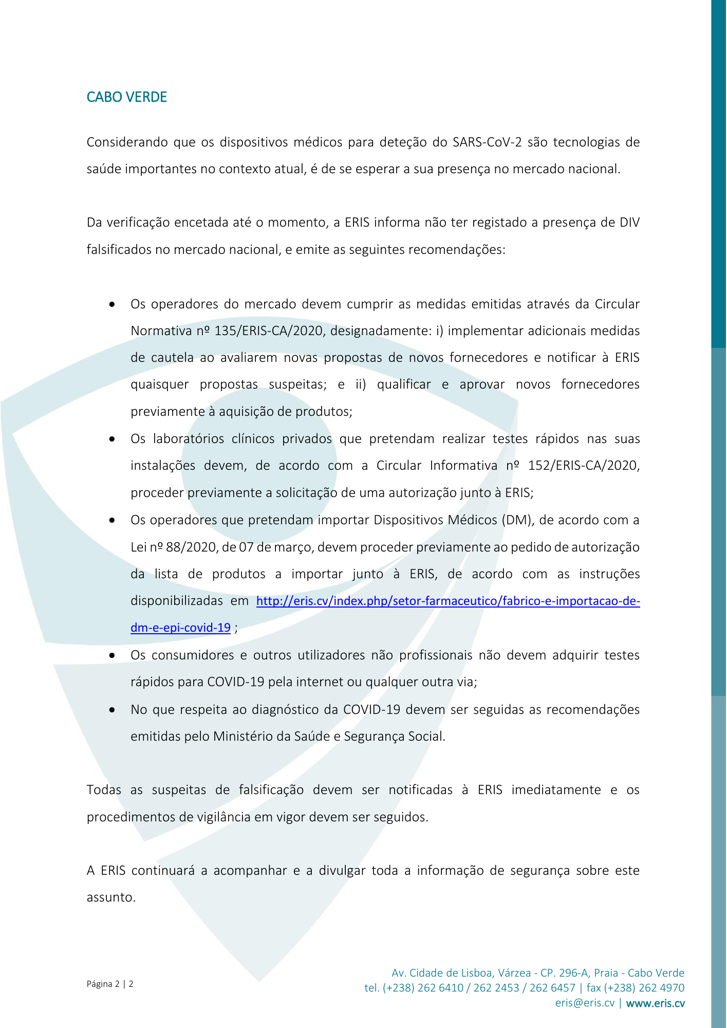 Circular Informativa Ref.ª n.º 056/ERIS-DRF/2020, de 26 de junho — official PDF page 2; original table columns, symbols and diagram connections
