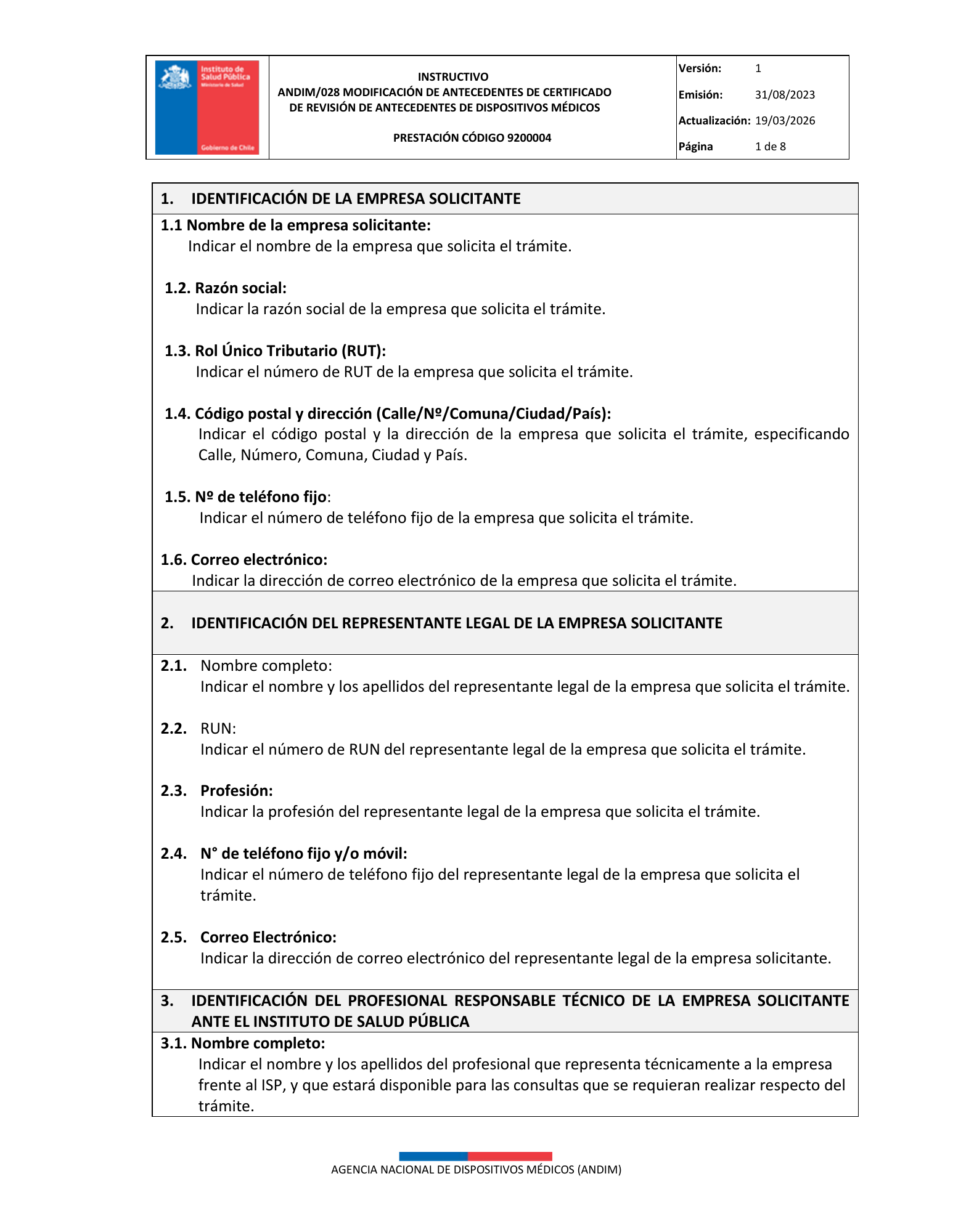 ISP 9200004 — MD administrative antecedents — original PDF page 1; original table columns, symbols and diagrams retained.
