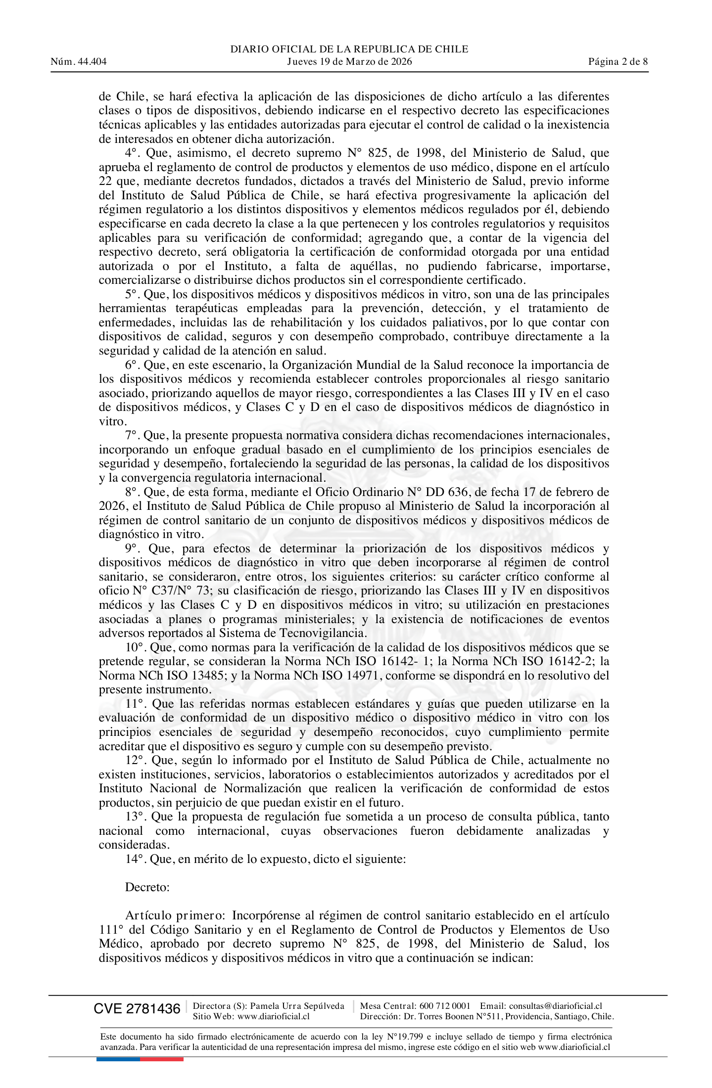 Decreto 25 Exento (2026) — complete official source physical page 2 of 8; original page image governs.