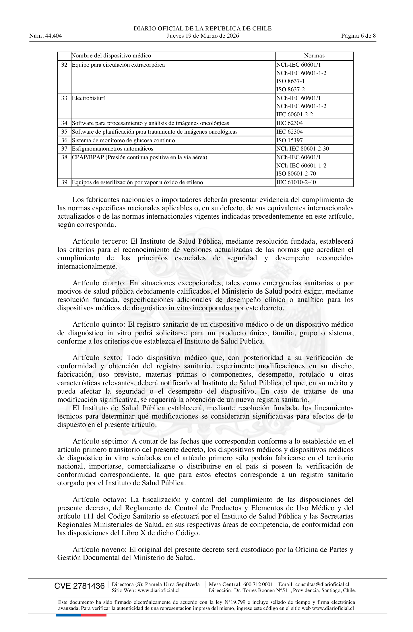 Decreto 25 Exento (2026) — complete official source physical page 6 of 8; original page image governs.