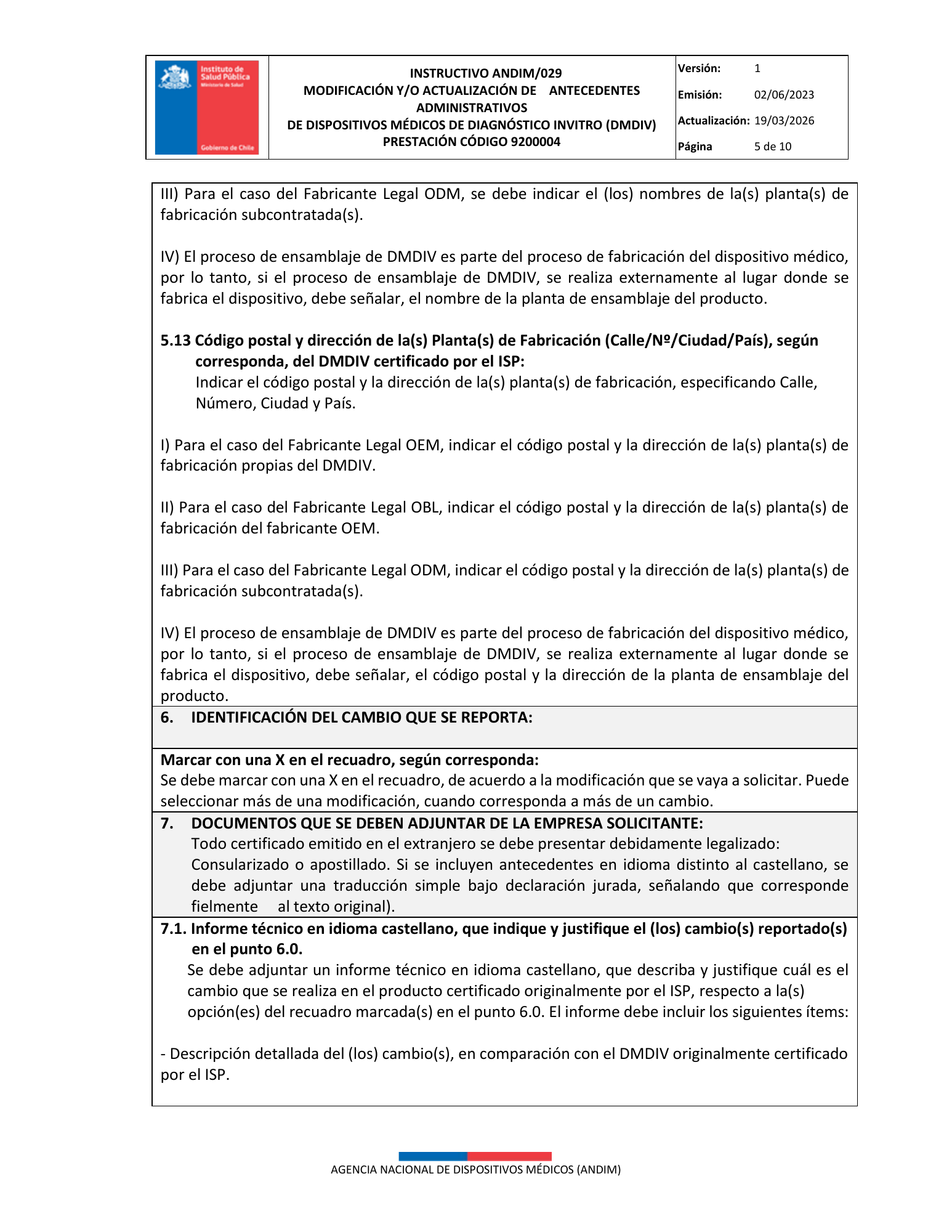 ISP 9200004 — IVD administrative antecedents — original PDF page 5; original table columns, symbols and diagrams retained.