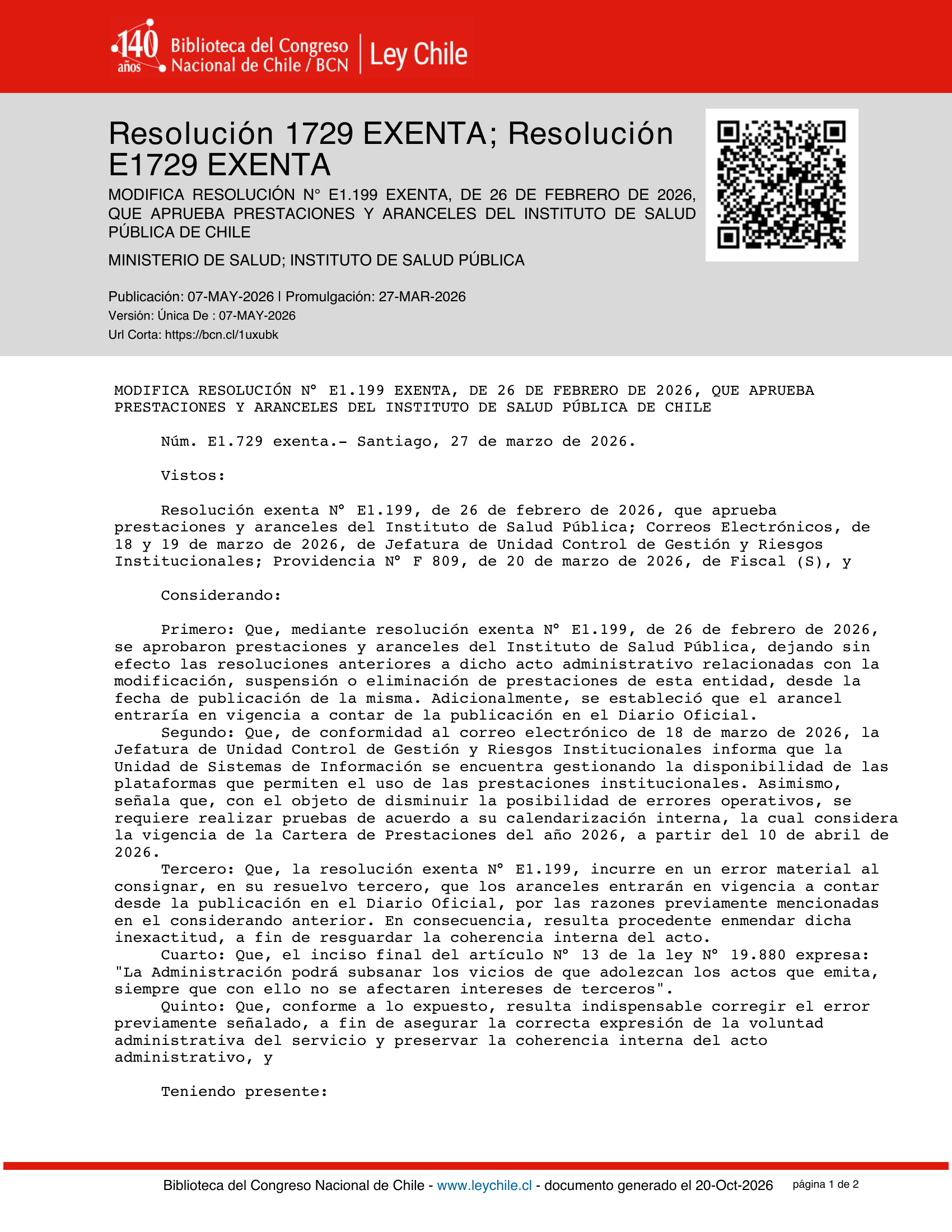 ISP E1729/2026 — BCN expression — original complete physical PDF page 1; original image governs.