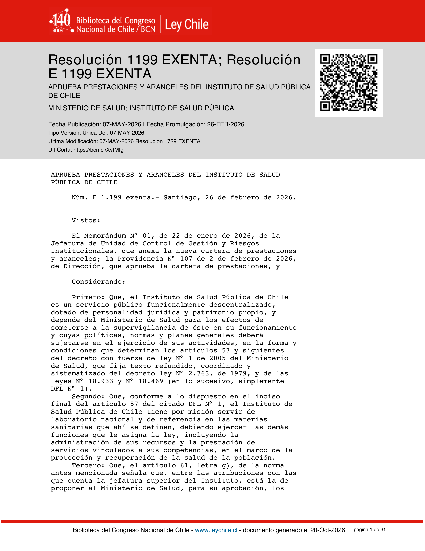 ISP E1199/2026 — BCN expression after E1729 — original complete physical PDF page 1; original image governs.