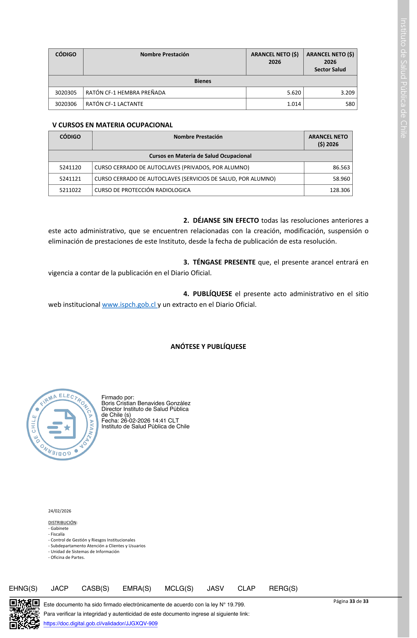 ISP E1199/2026 — signed agency expression — original complete physical PDF page 33; original image governs.