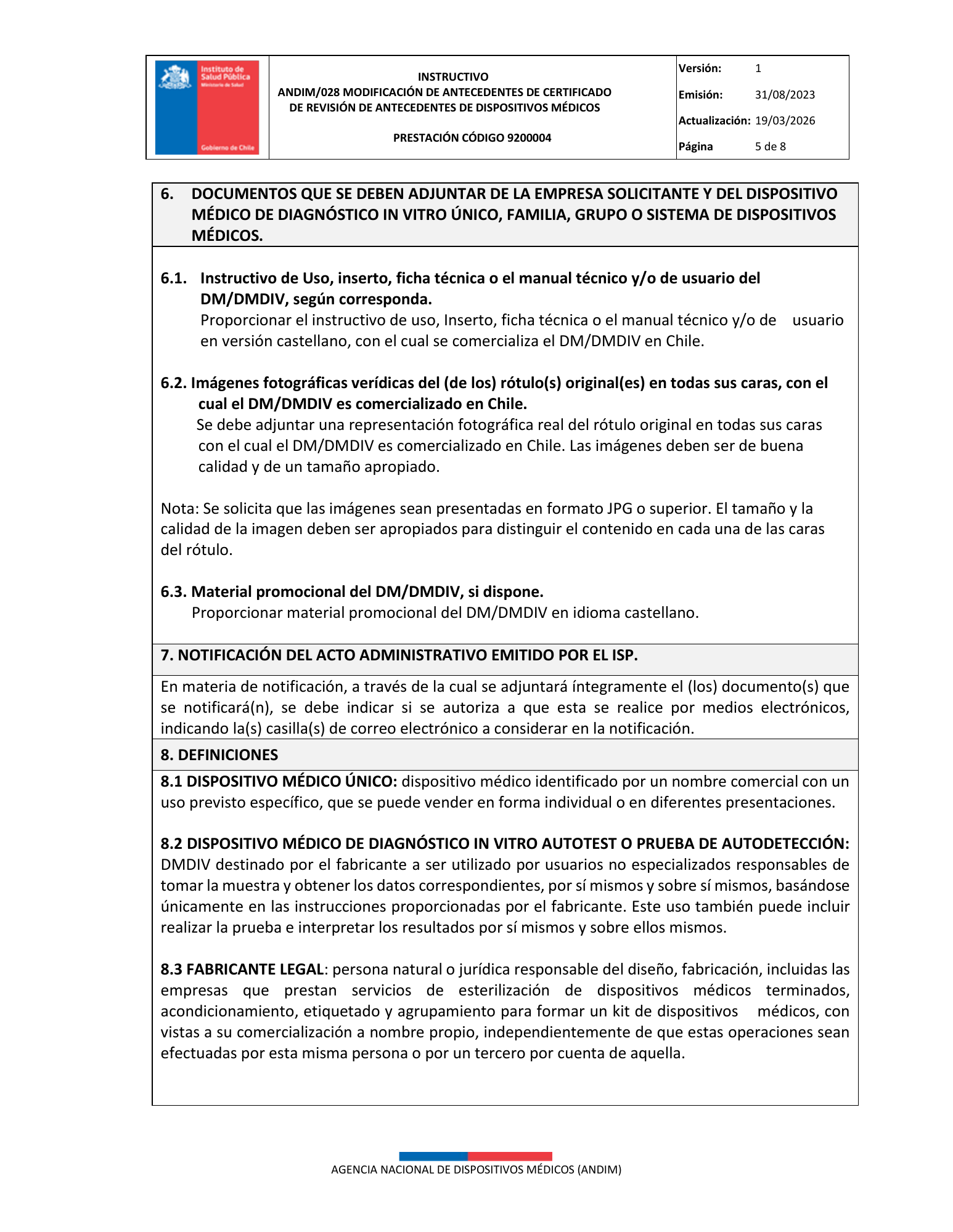 ISP 9200004 — MD administrative antecedents — original PDF page 5; original table columns, symbols and diagrams retained.