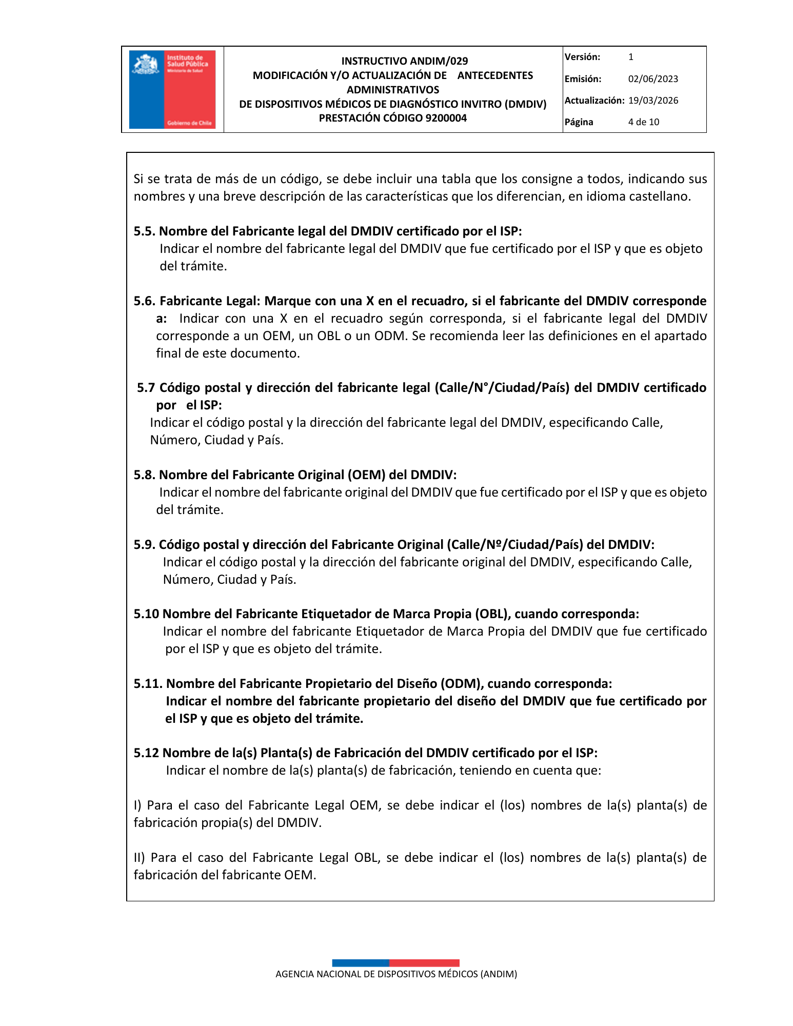 ISP 9200004 — IVD administrative antecedents — original PDF page 4; original table columns, symbols and diagrams retained.