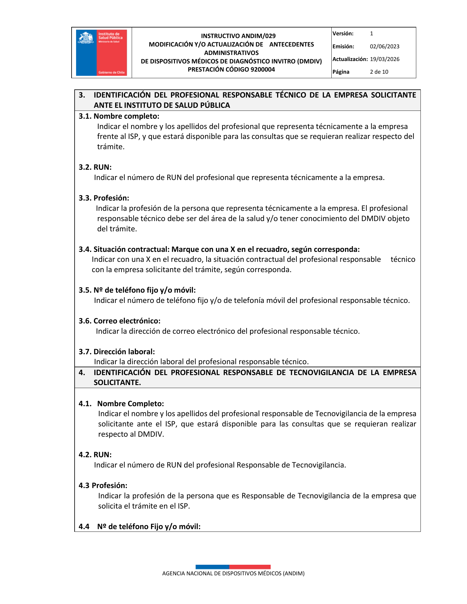 ISP 9200004 — IVD administrative antecedents — original PDF page 2; original table columns, symbols and diagrams retained.