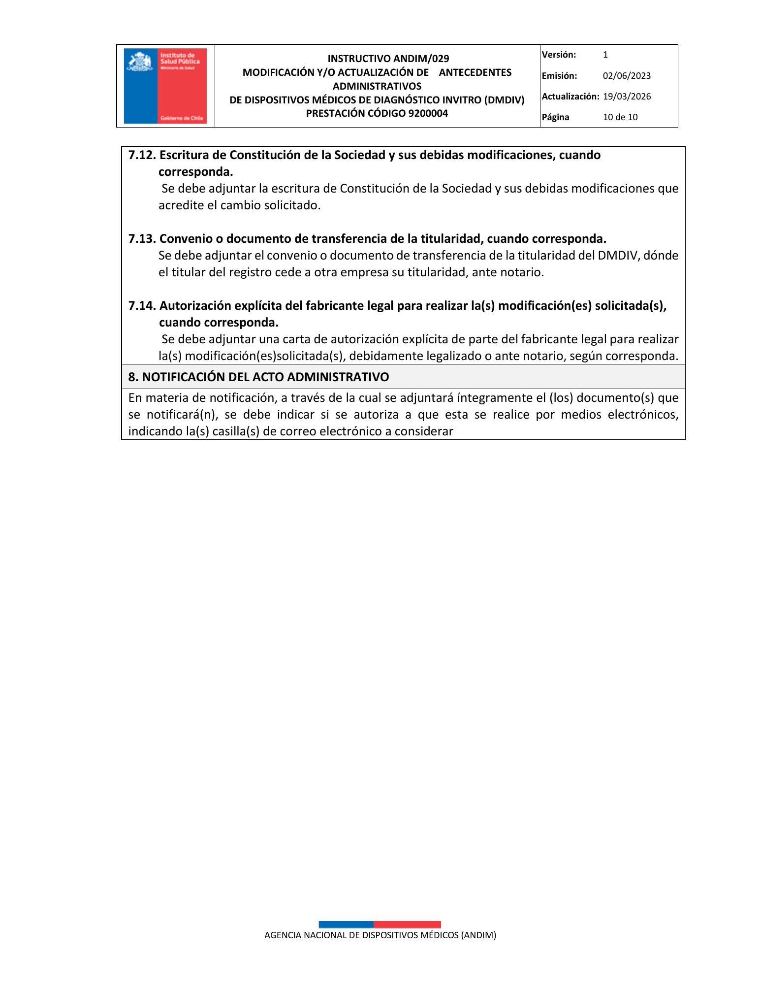 ISP 9200004 — IVD administrative antecedents — original PDF page 10; original table columns, symbols and diagrams retained.