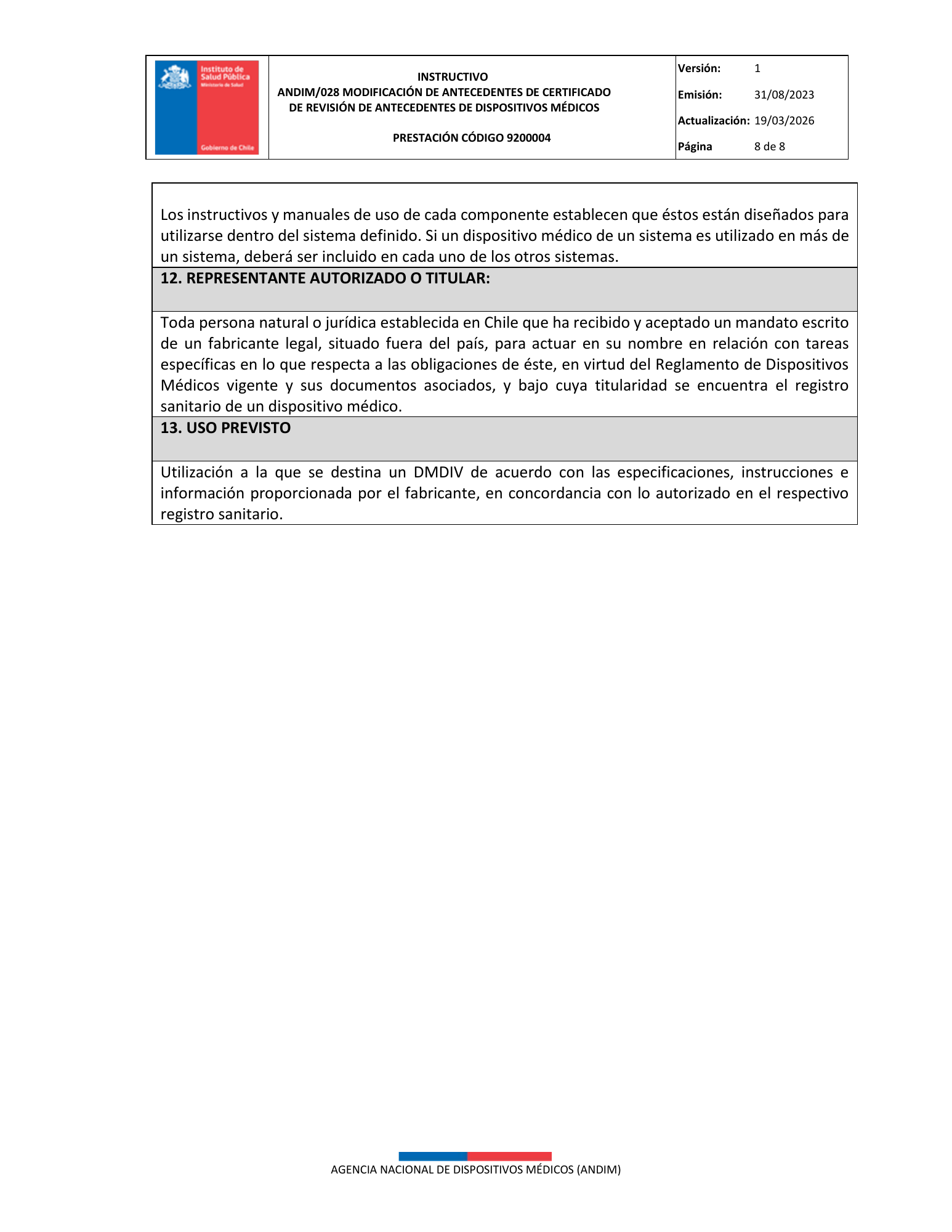 ISP 9200004 — MD administrative antecedents — original PDF page 8; original table columns, symbols and diagrams retained.
