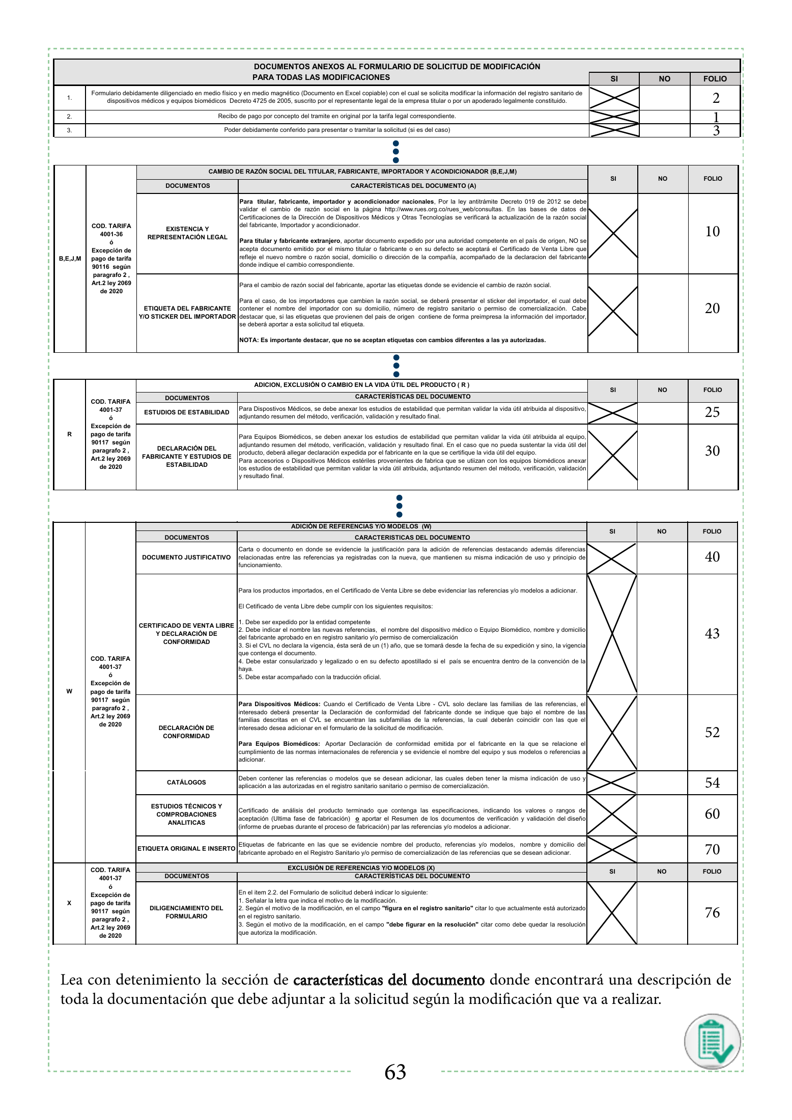 INVIMA 2022 device form-completion booklet — original complete physical PDF page 63; original image governs.