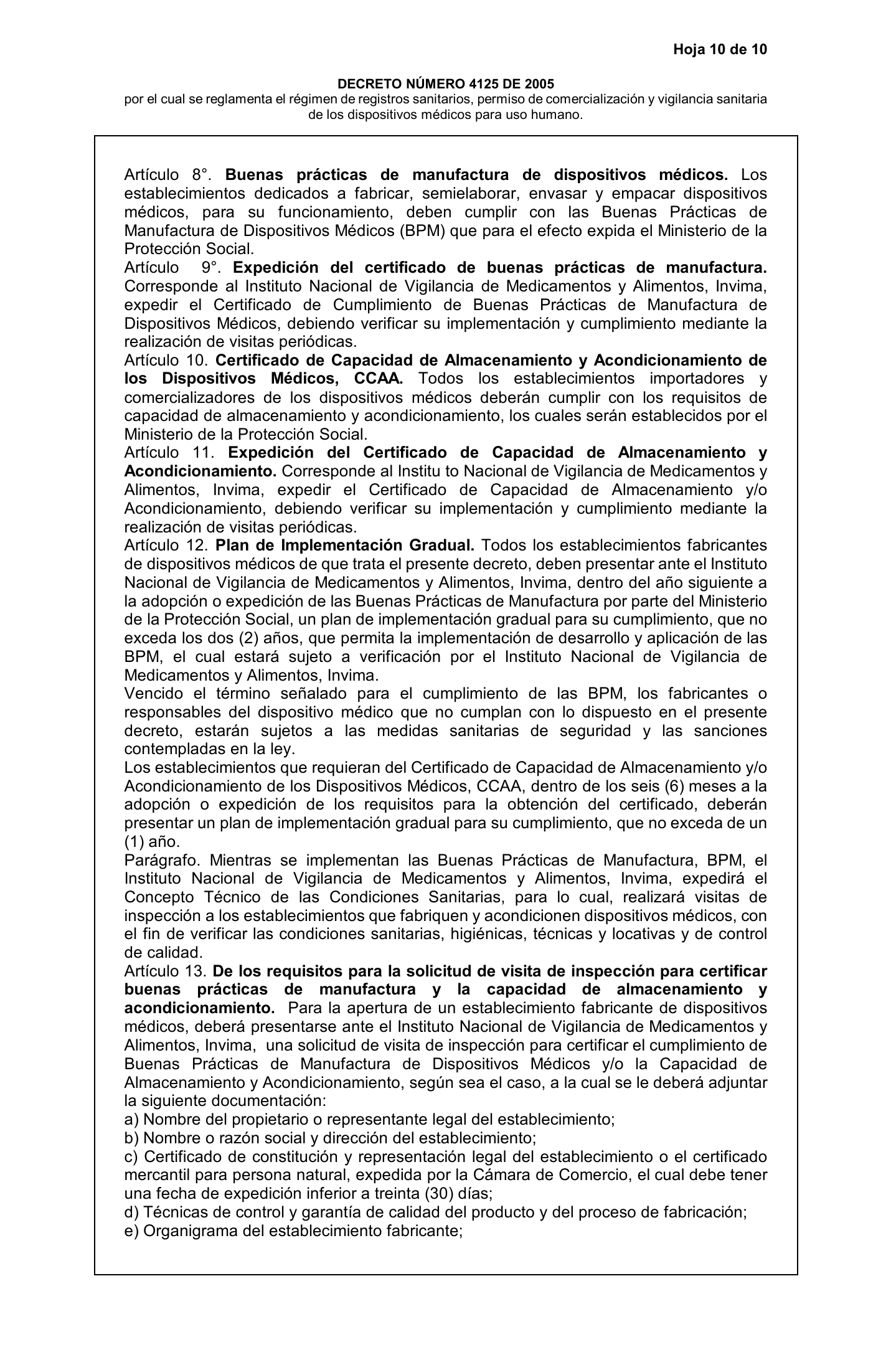 Decreto 4725/2005 — complete original expression — original complete physical PDF page 10; original image governs.