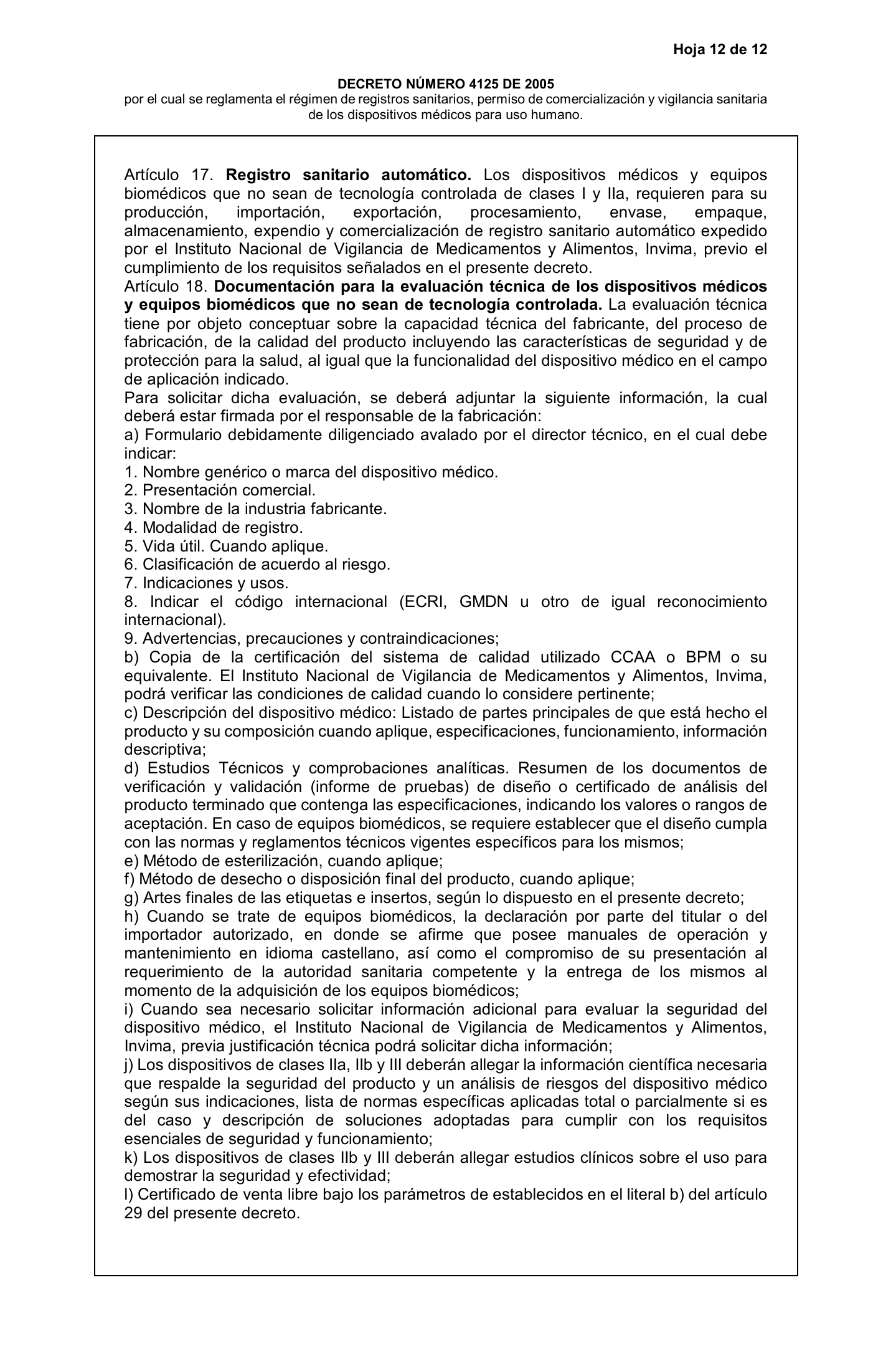 Decreto 4725/2005 — complete original expression — original complete physical PDF page 12; original image governs.