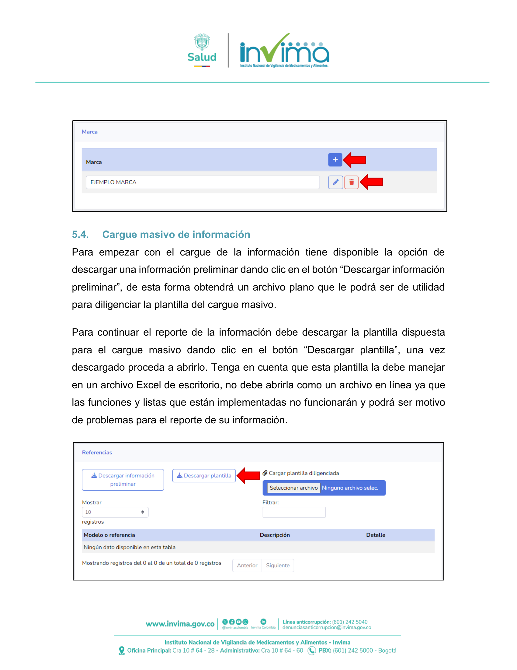INVIMA semantic-standard reporting instructions V6 (July 2026) — original complete physical PDF page 27; original image governs.