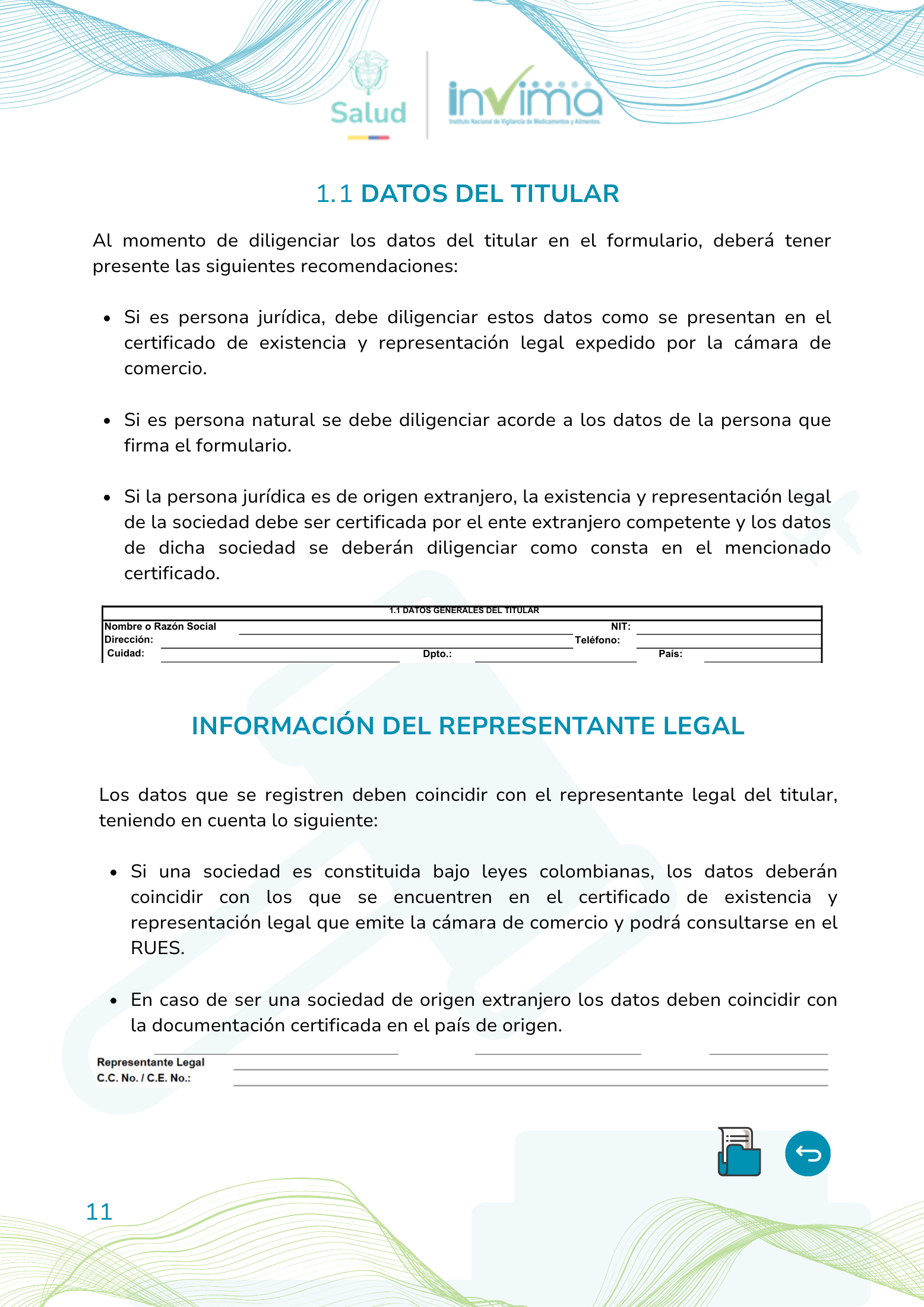 INVIMA device form-completion booklet (2025) — original complete physical PDF page 11; original image governs.