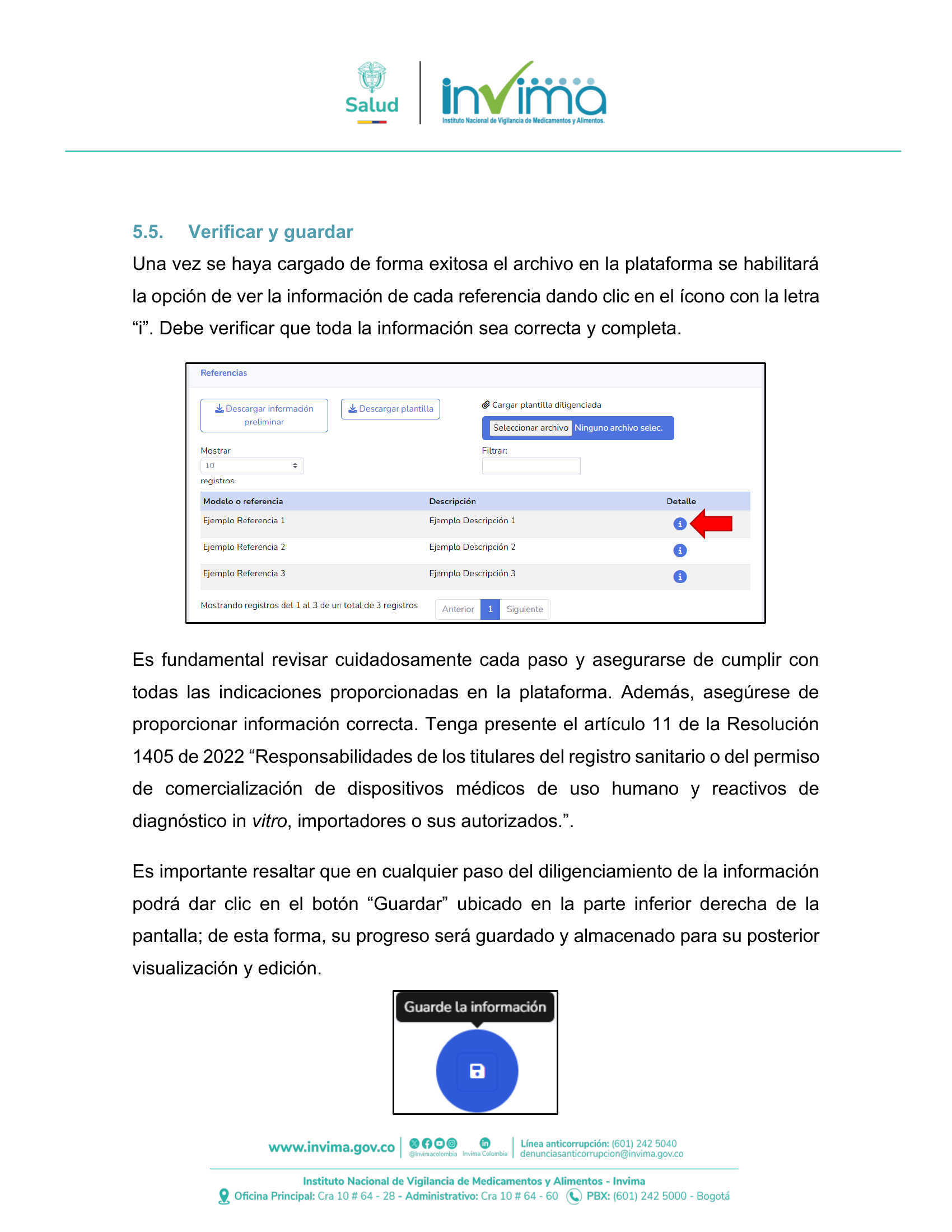 INVIMA semantic-standard reporting instructions V6 (July 2026) — original complete physical PDF page 40; original image governs.