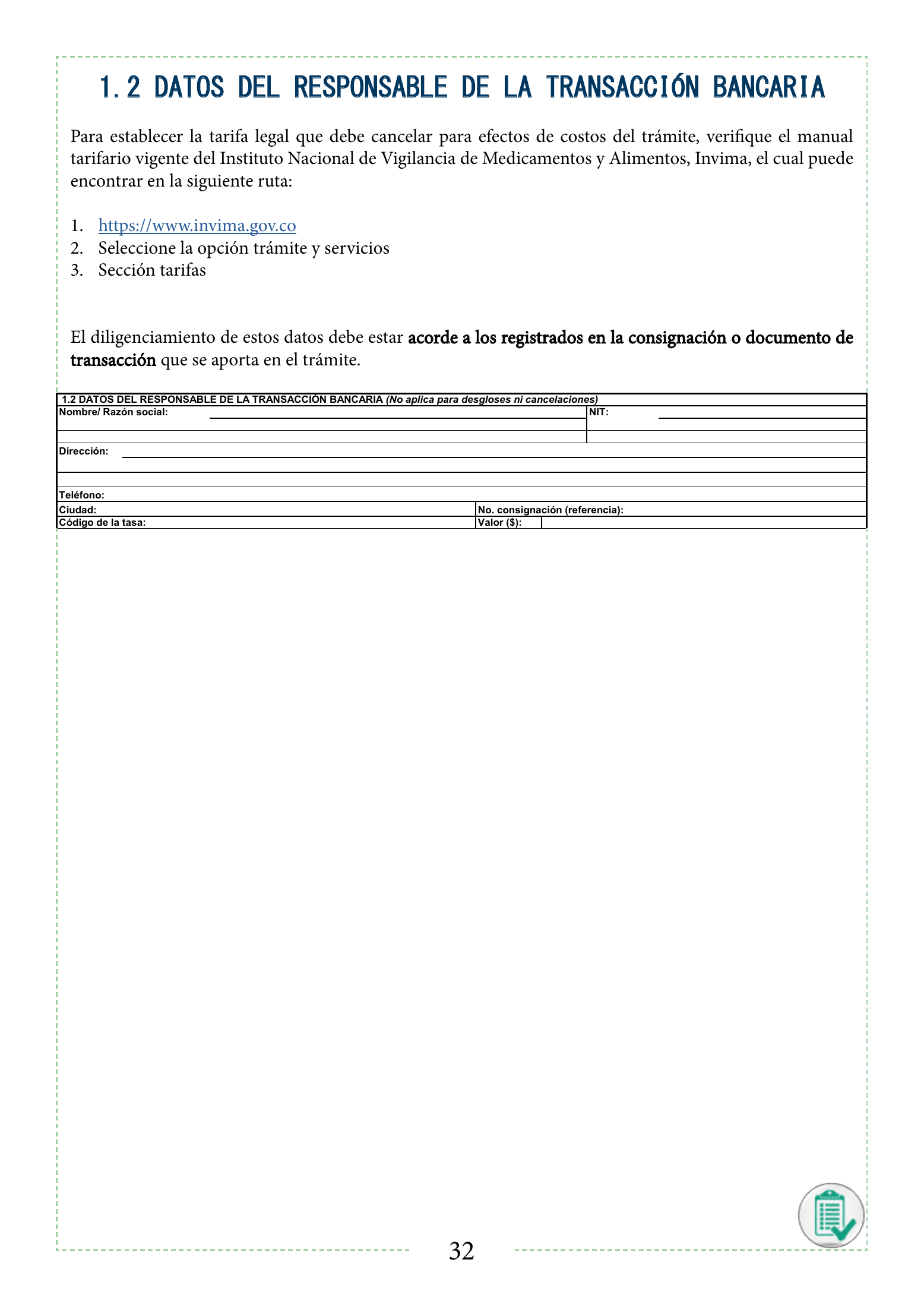 INVIMA 2022 device form-completion booklet — original complete physical PDF page 32; original image governs.