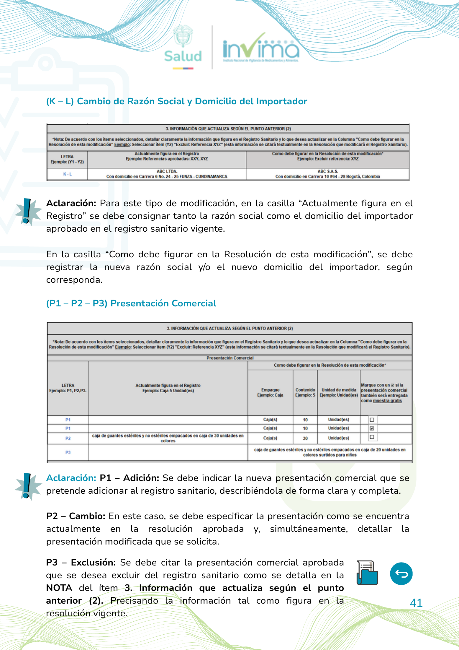INVIMA device form-completion booklet (2025) — original complete physical PDF page 41; original image governs.