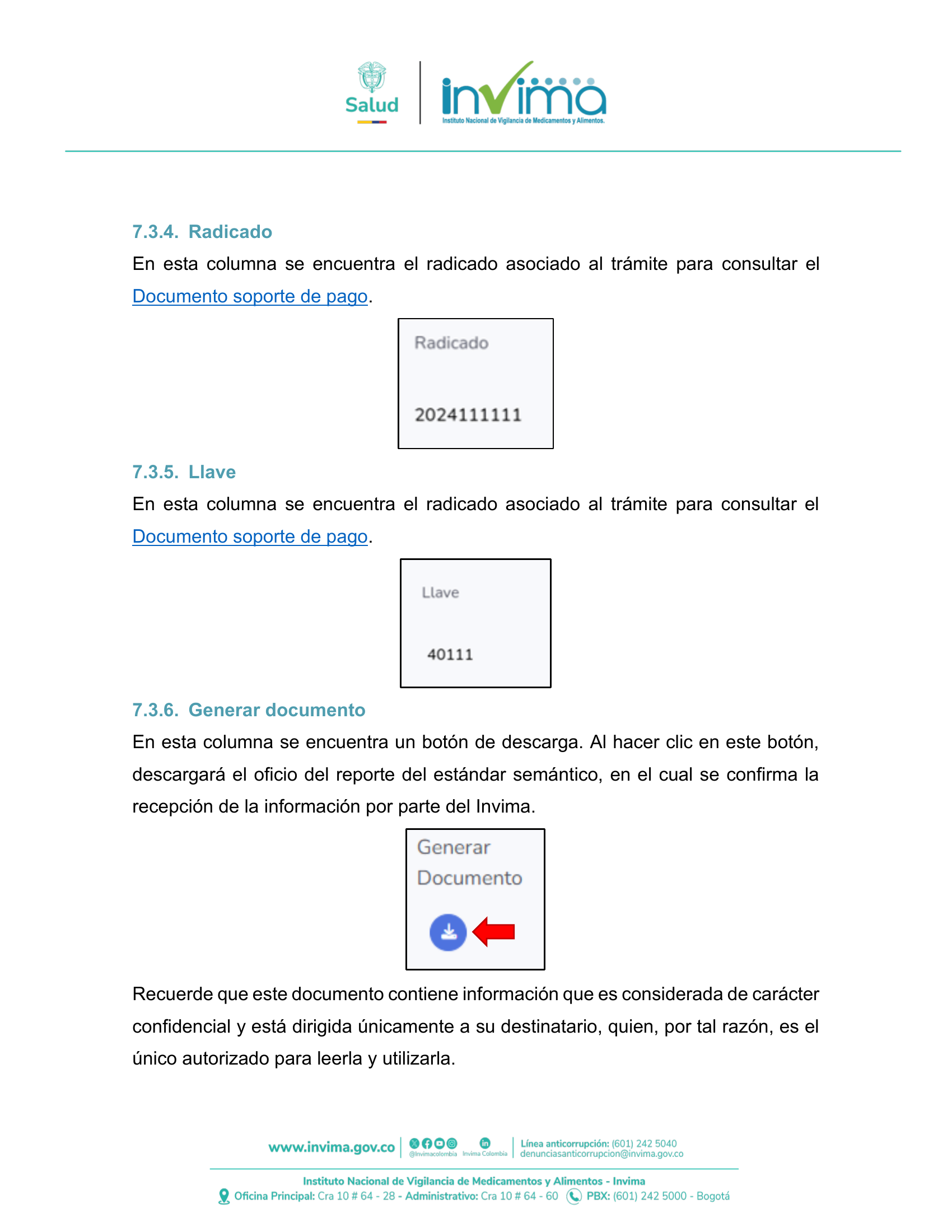 INVIMA semantic-standard reporting instructions V6 (July 2026) — original complete physical PDF page 49; original image governs.