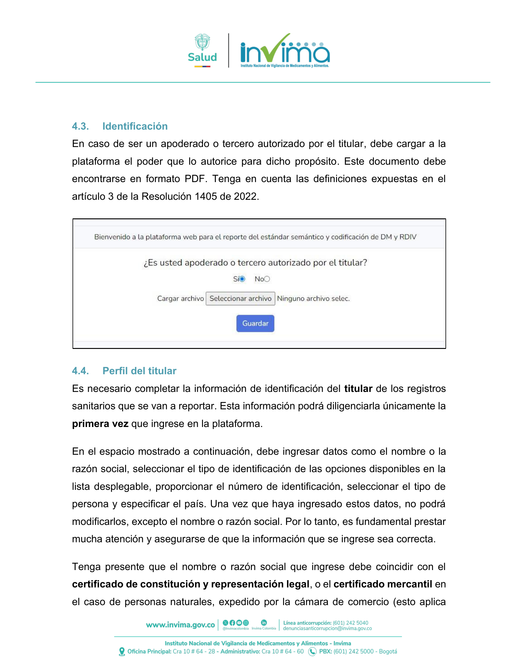 INVIMA semantic-standard reporting instructions V6 (July 2026) — original complete physical PDF page 14; original image governs.