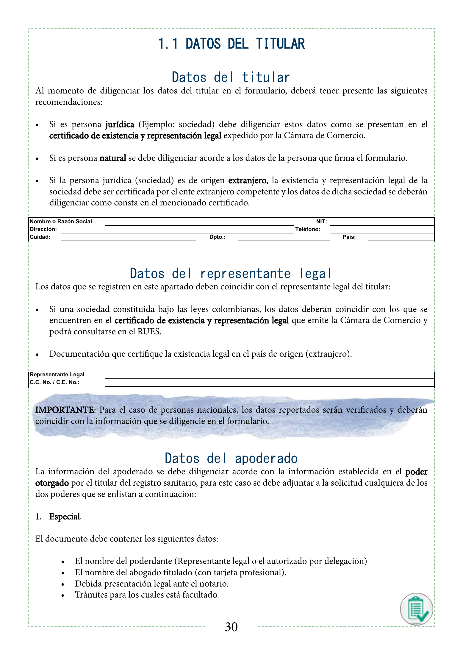 INVIMA 2022 device form-completion booklet — original complete physical PDF page 30; original image governs.