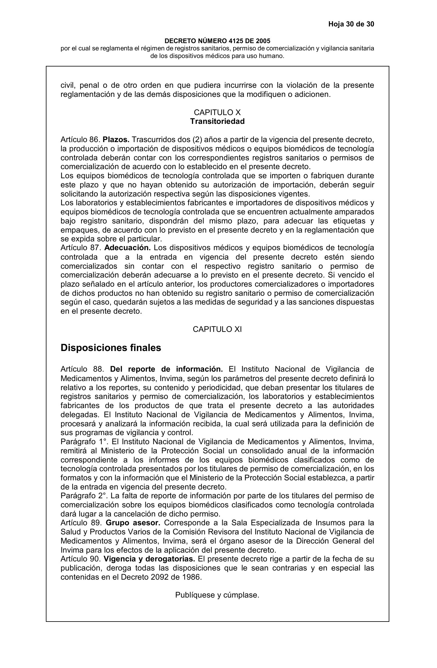 Decreto 4725/2005 — complete original expression — original complete physical PDF page 30; original image governs.
