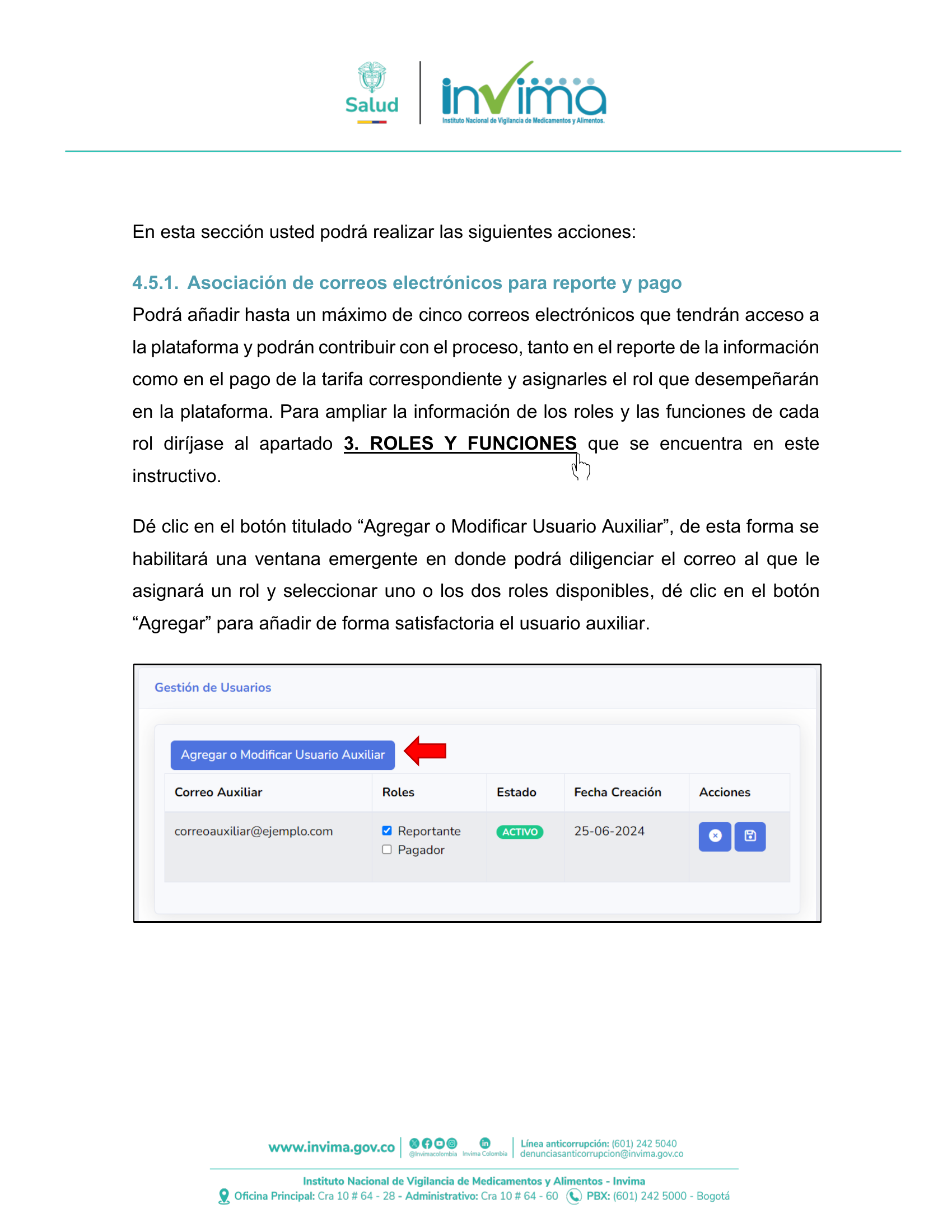 INVIMA semantic-standard reporting instructions V6 (July 2026) — original complete physical PDF page 16; original image governs.