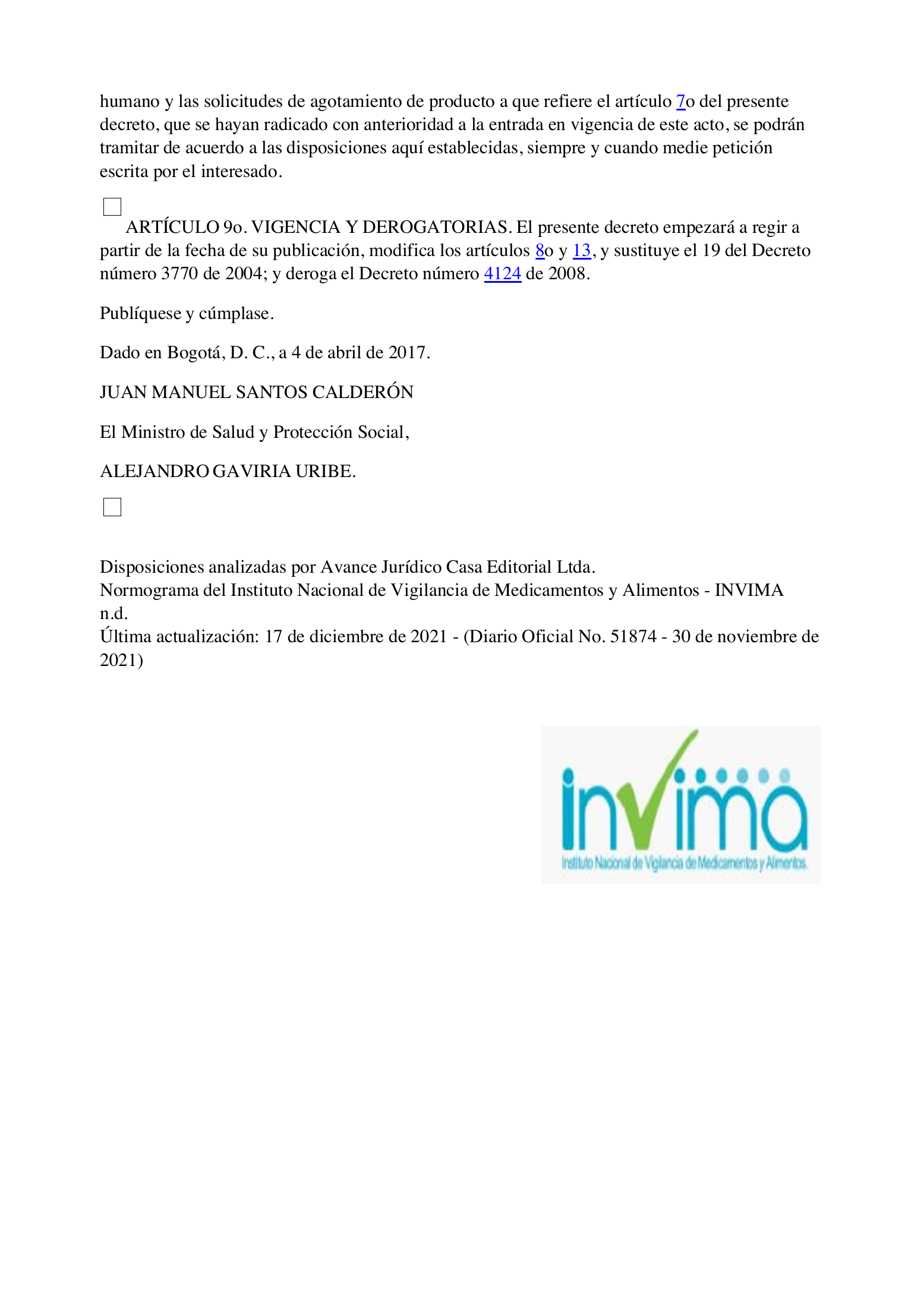 Decreto581/2017 — INVIMA compiled expression — original complete physical PDF page 5; original image governs.