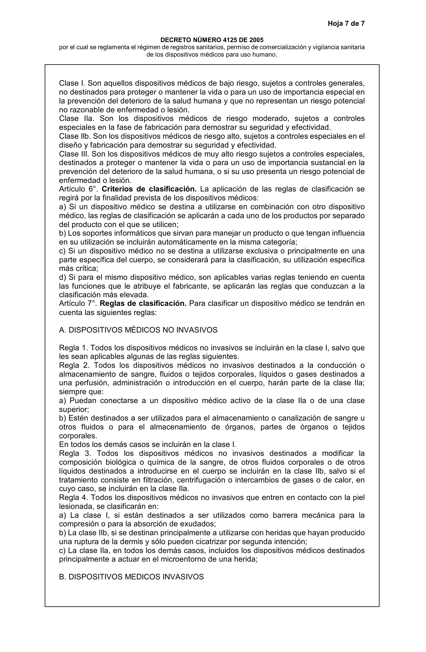 Decreto 4725/2005 — complete original expression — original complete physical PDF page 7; original image governs.