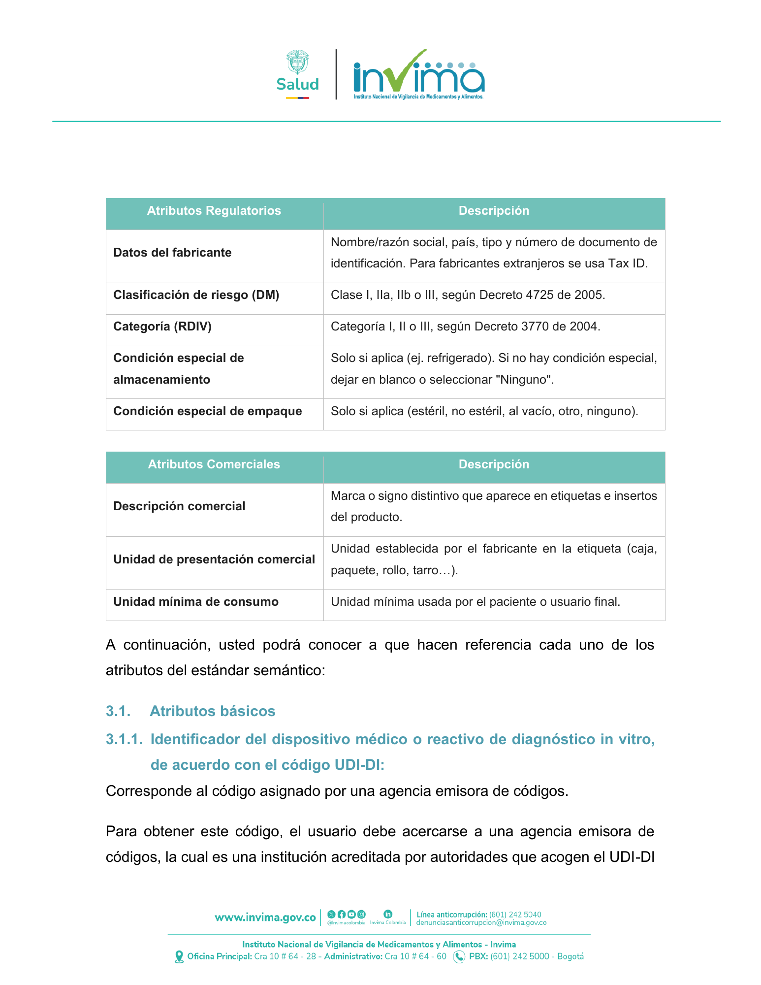 INVIMA UDI user manual Version2, July2026 — original PDF page 8; original table columns, symbols and diagrams retained.