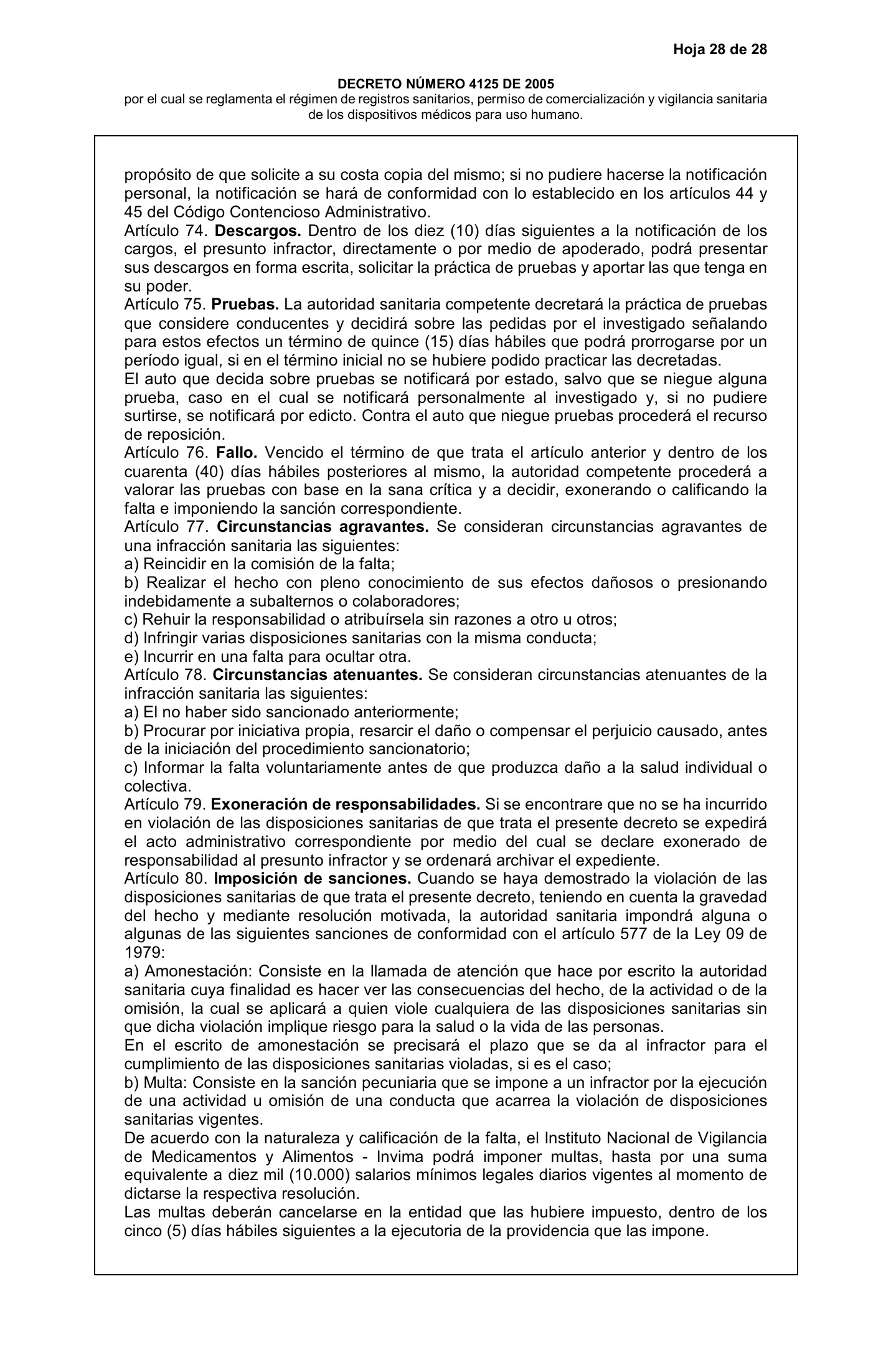 Decreto 4725/2005 — complete original expression — original complete physical PDF page 28; original image governs.