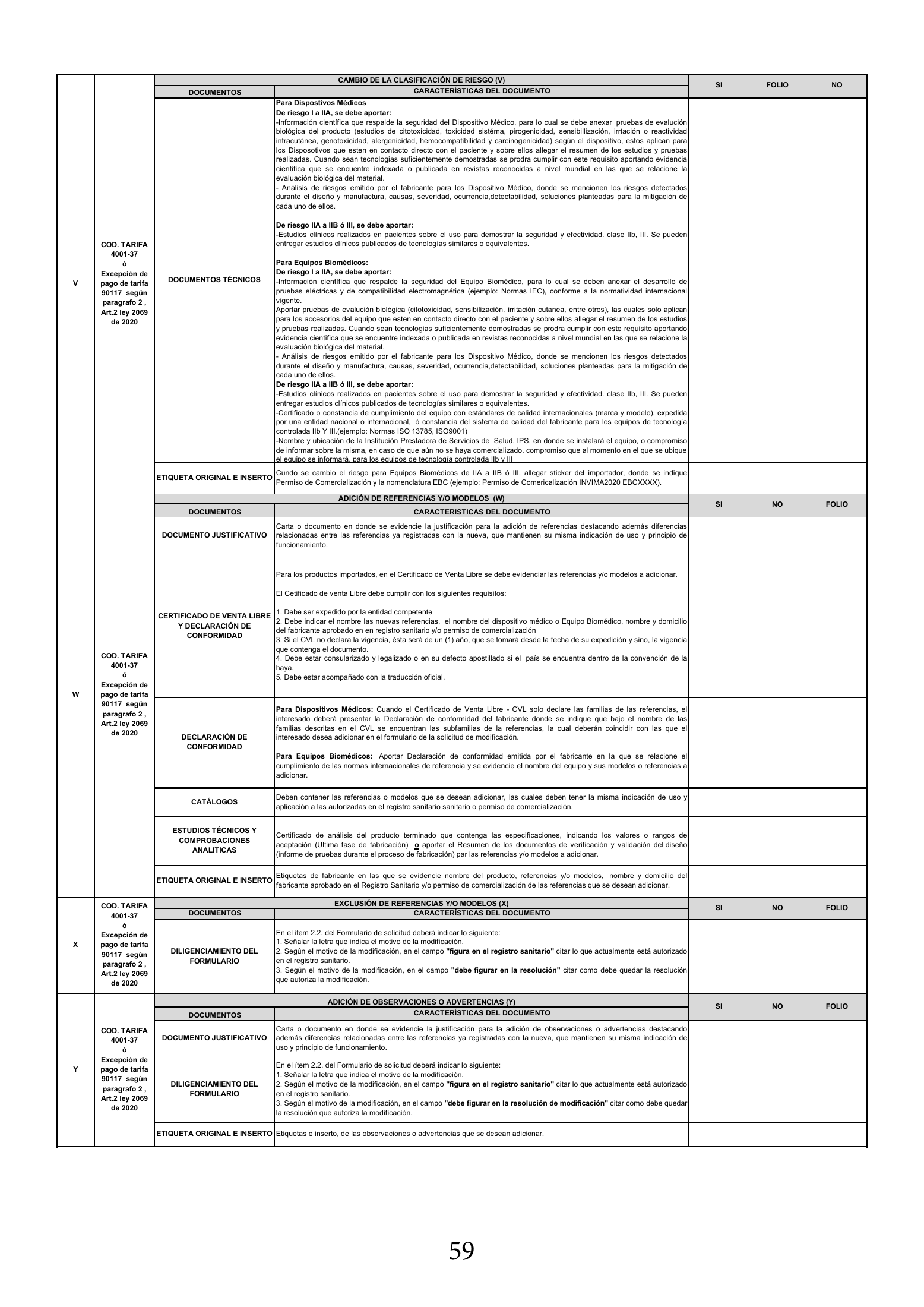INVIMA 2022 device form-completion booklet — original complete physical PDF page 59; original image governs.