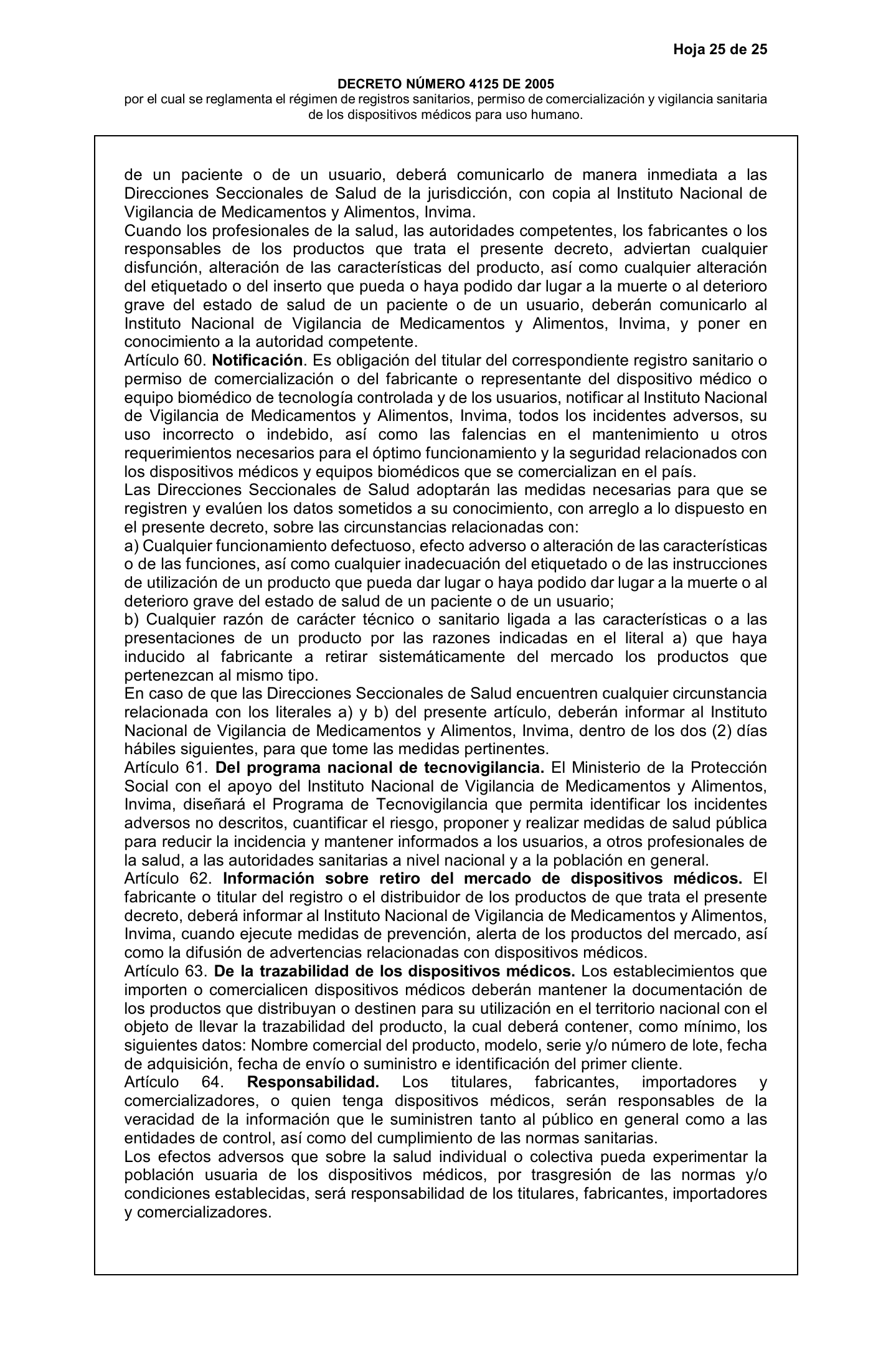 Decreto 4725/2005 — complete original expression — original complete physical PDF page 25; original image governs.