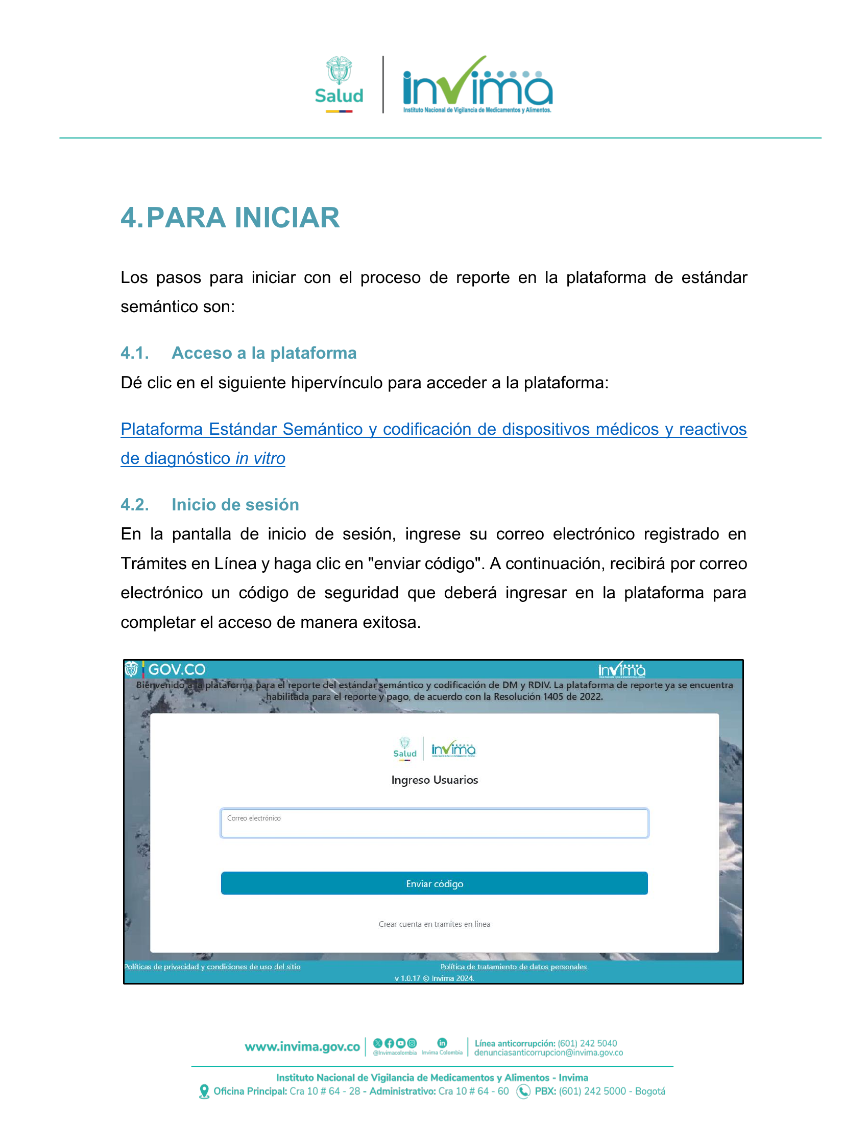 INVIMA semantic-standard reporting instructions V6 (July 2026) — original complete physical PDF page 13; original image governs.