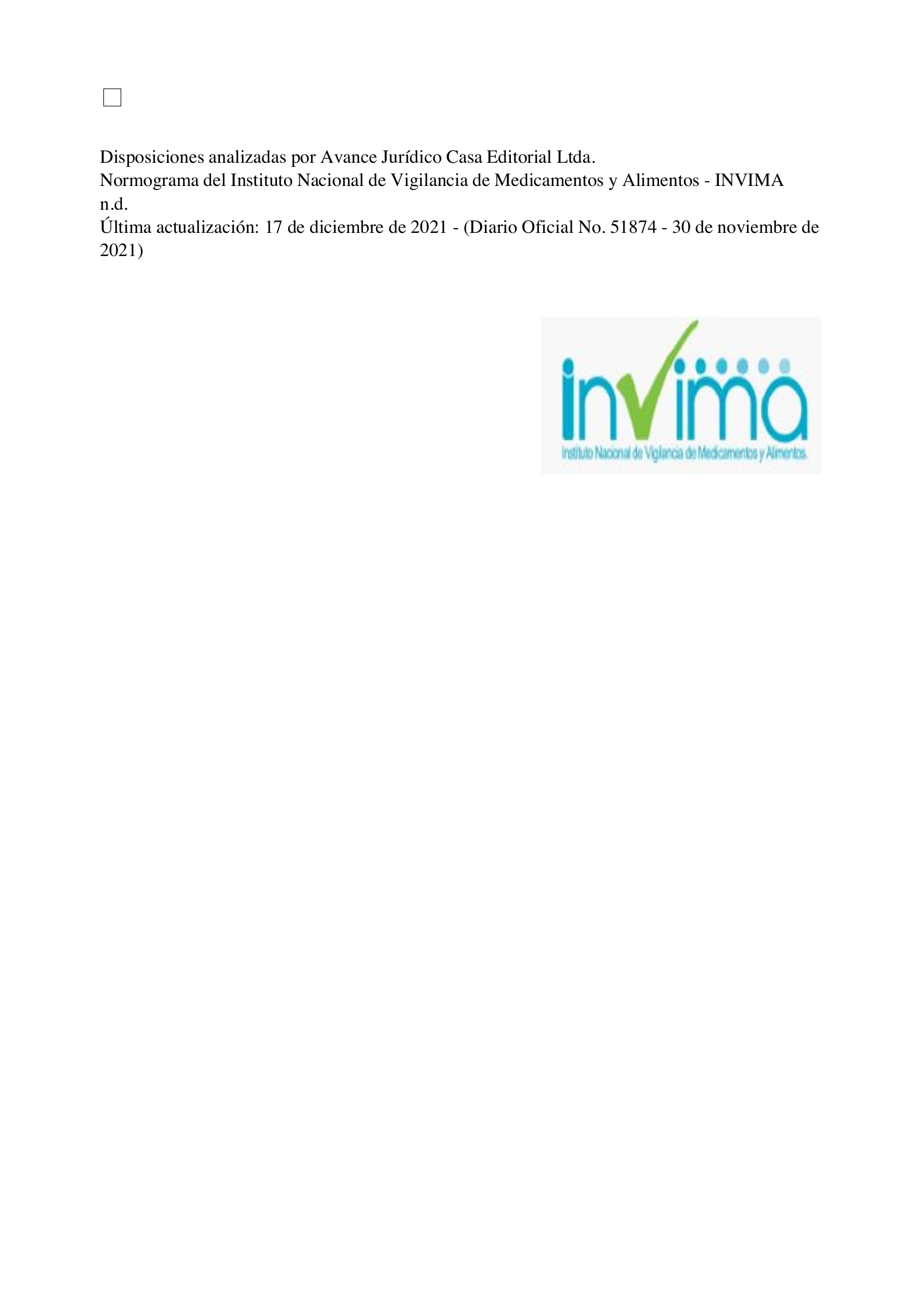 Decreto 582/2017 — INVIMA compiled expression (2021) — original complete physical PDF page 5; original image governs.