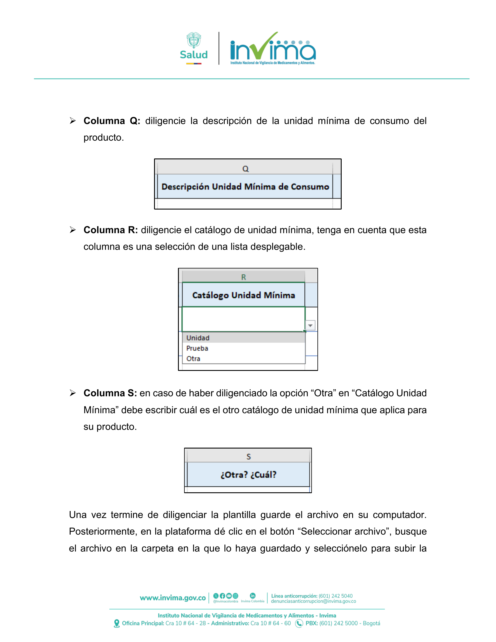 INVIMA semantic-standard reporting instructions V6 (July 2026) — original complete physical PDF page 32; original image governs.