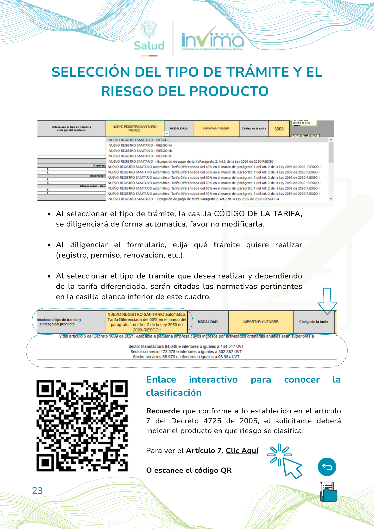 INVIMA device form-completion booklet (2025) — original complete physical PDF page 23; original image governs.