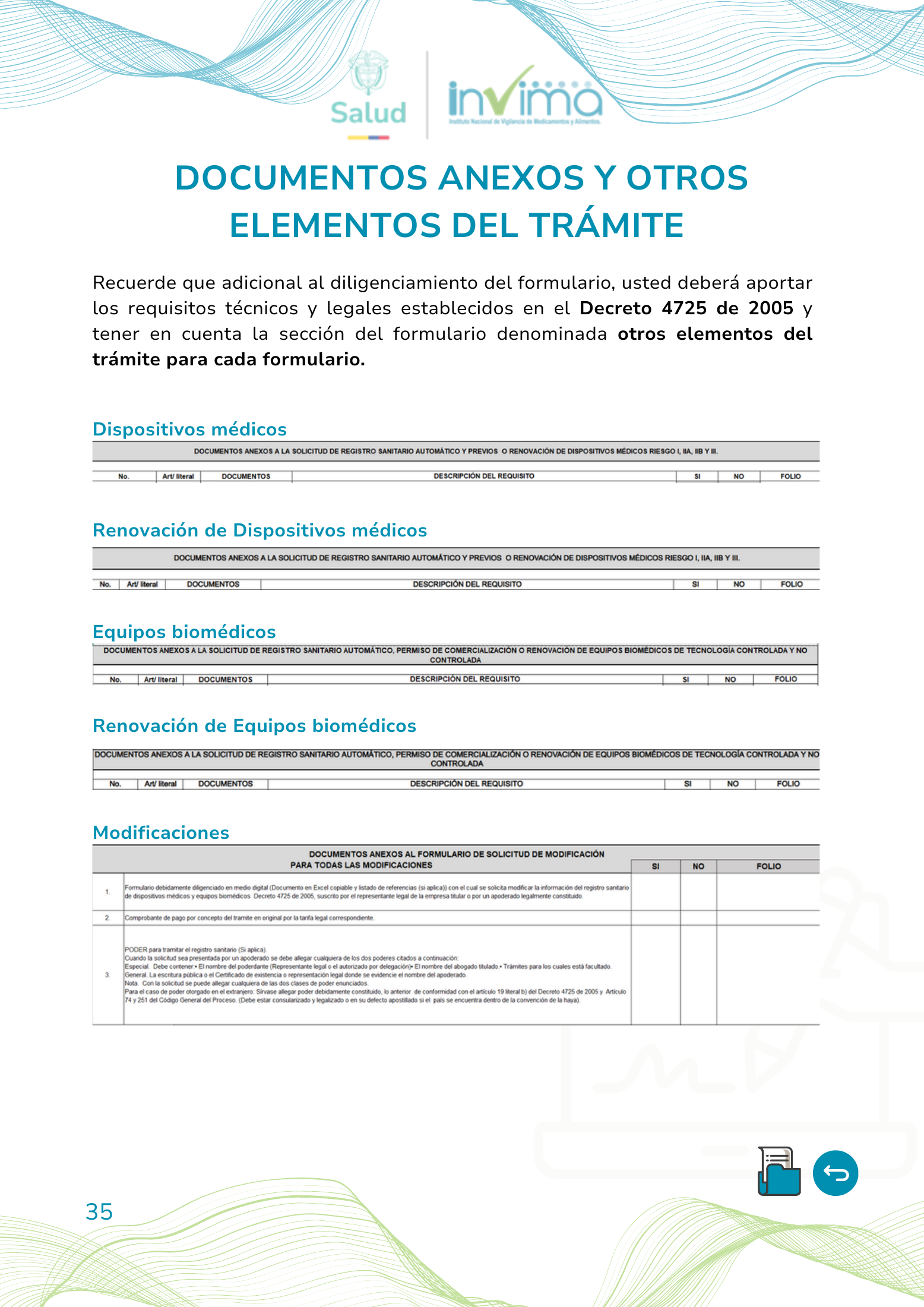 INVIMA device form-completion booklet (2025) — original complete physical PDF page 35; original image governs.