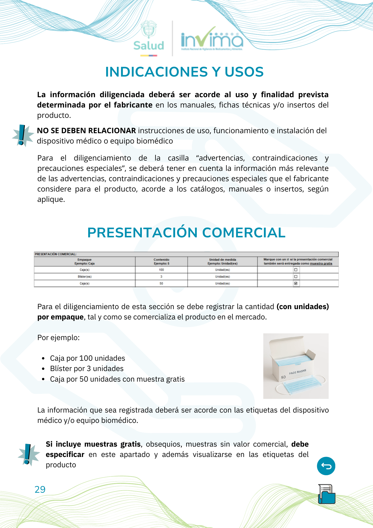 INVIMA device form-completion booklet (2025) — original complete physical PDF page 29; original image governs.