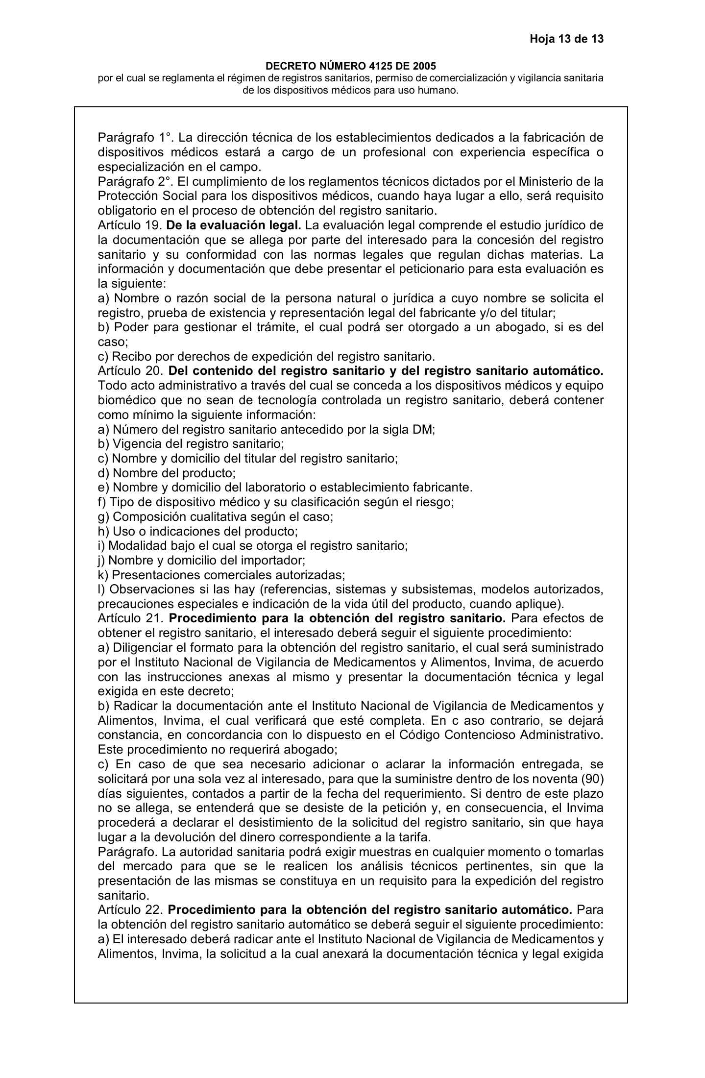 Decreto 4725/2005 — complete original expression — original complete physical PDF page 13; original image governs.