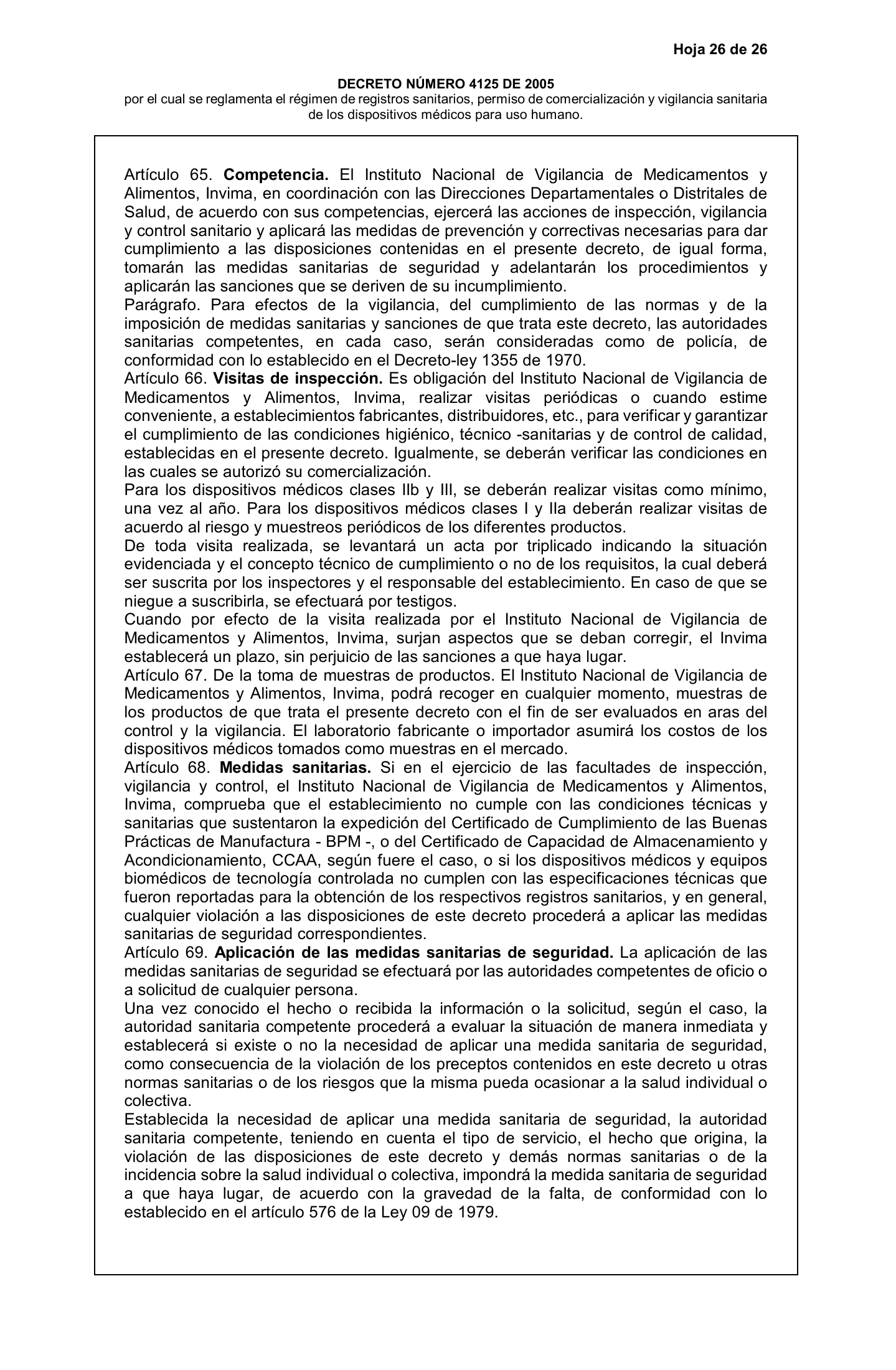 Decreto 4725/2005 — complete original expression — original complete physical PDF page 26; original image governs.