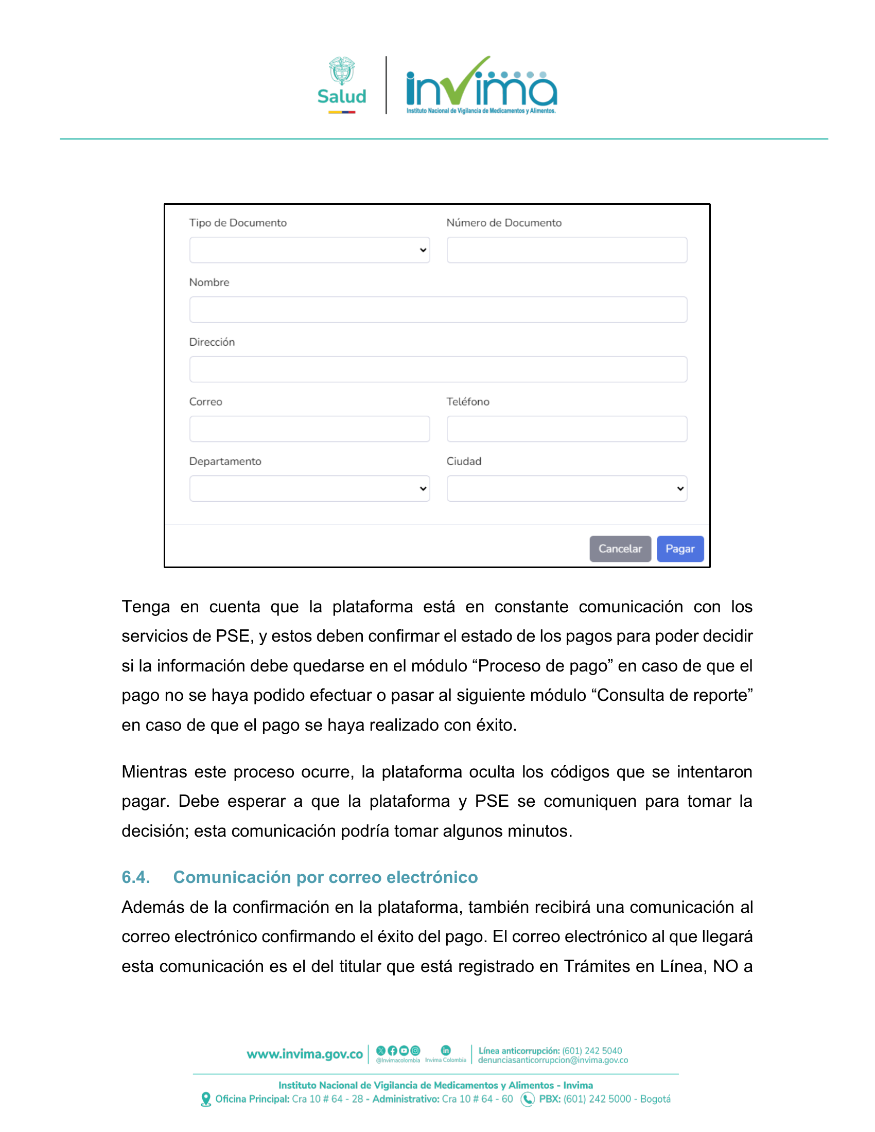 INVIMA semantic-standard reporting instructions V6 (July 2026) — original complete physical PDF page 45; original image governs.