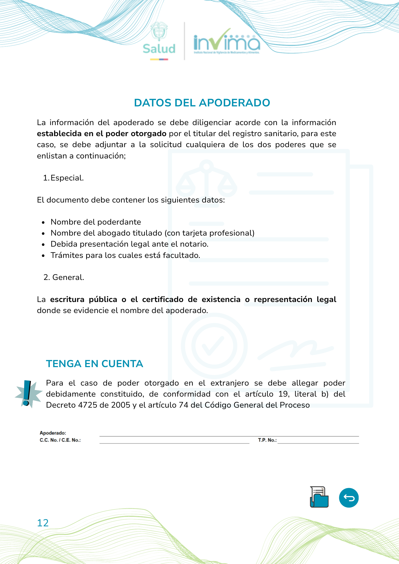 INVIMA device form-completion booklet (2025) — original complete physical PDF page 12; original image governs.