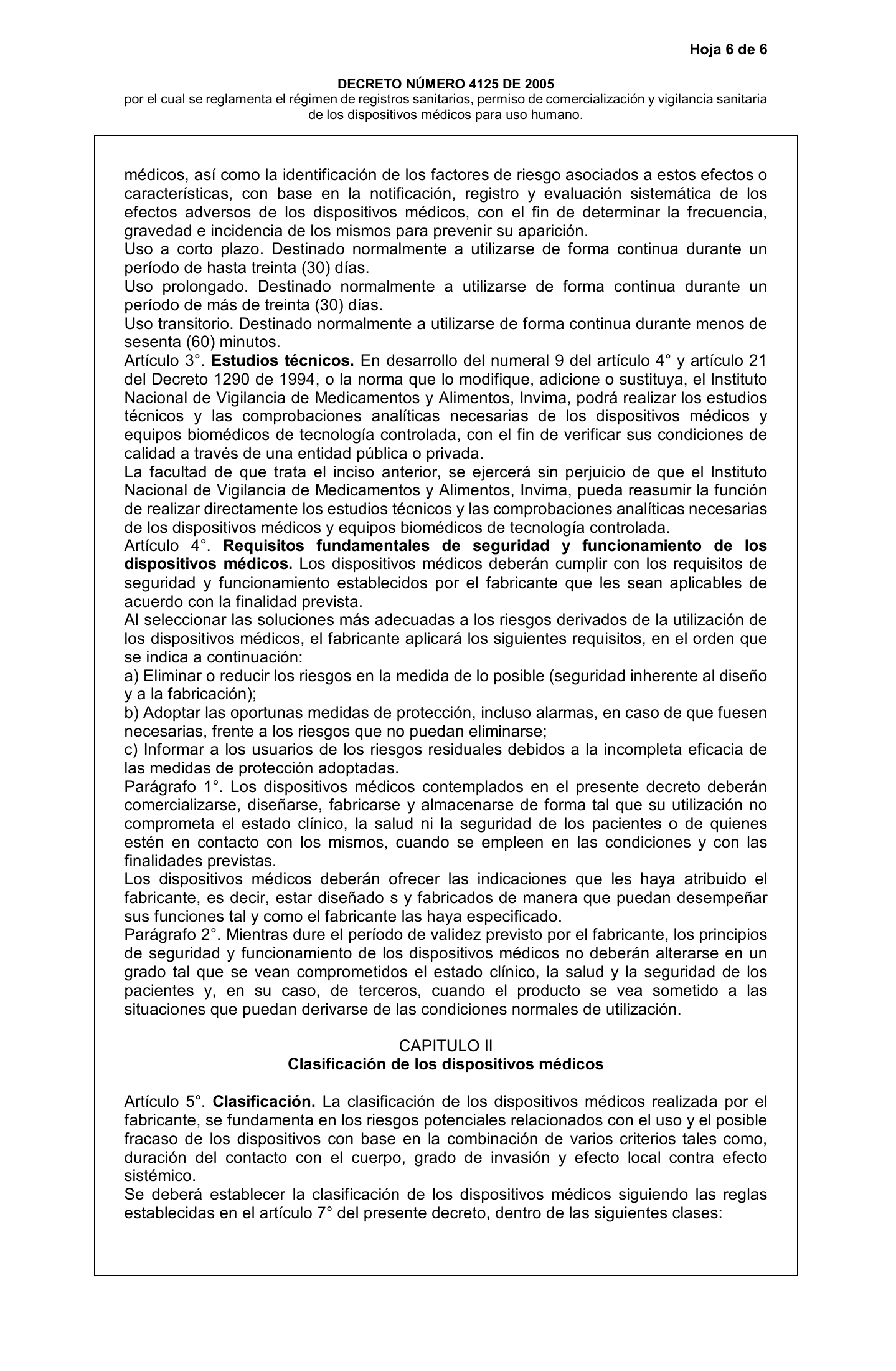 Decreto 4725/2005 — complete original expression — original complete physical PDF page 6; original image governs.