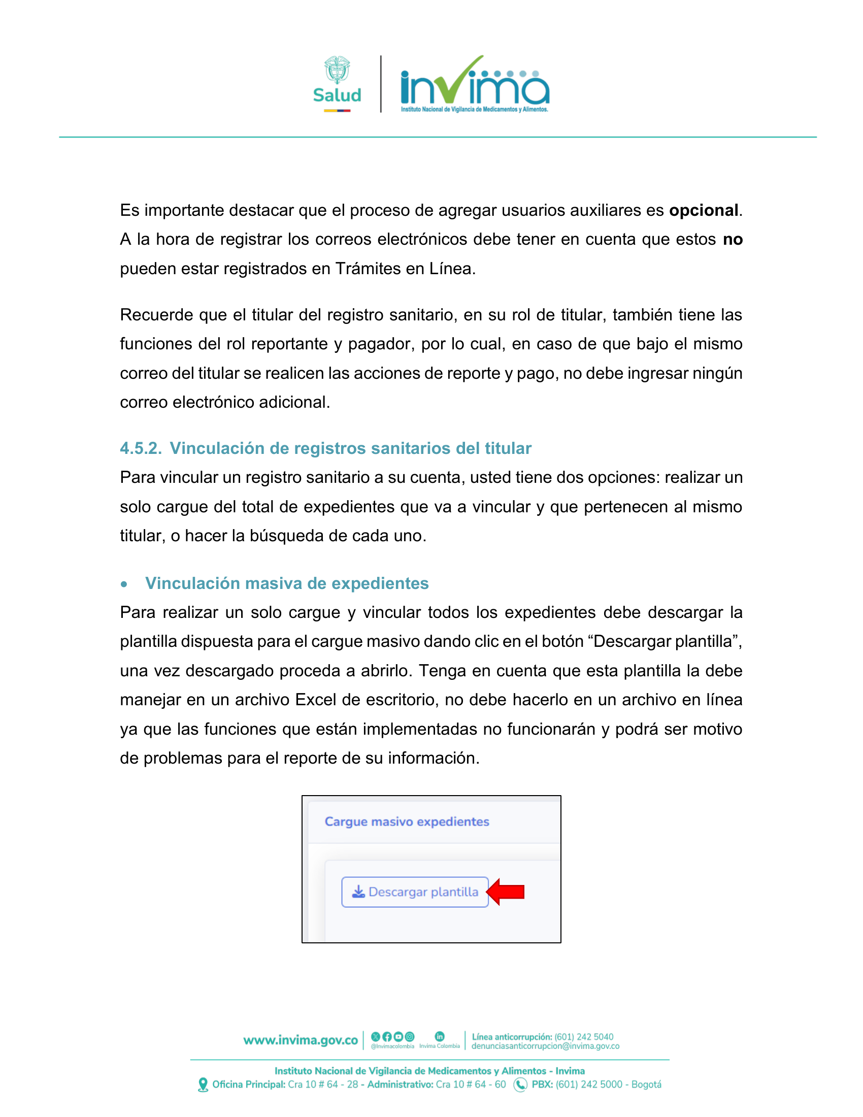 INVIMA semantic-standard reporting instructions V6 (July 2026) — original complete physical PDF page 18; original image governs.